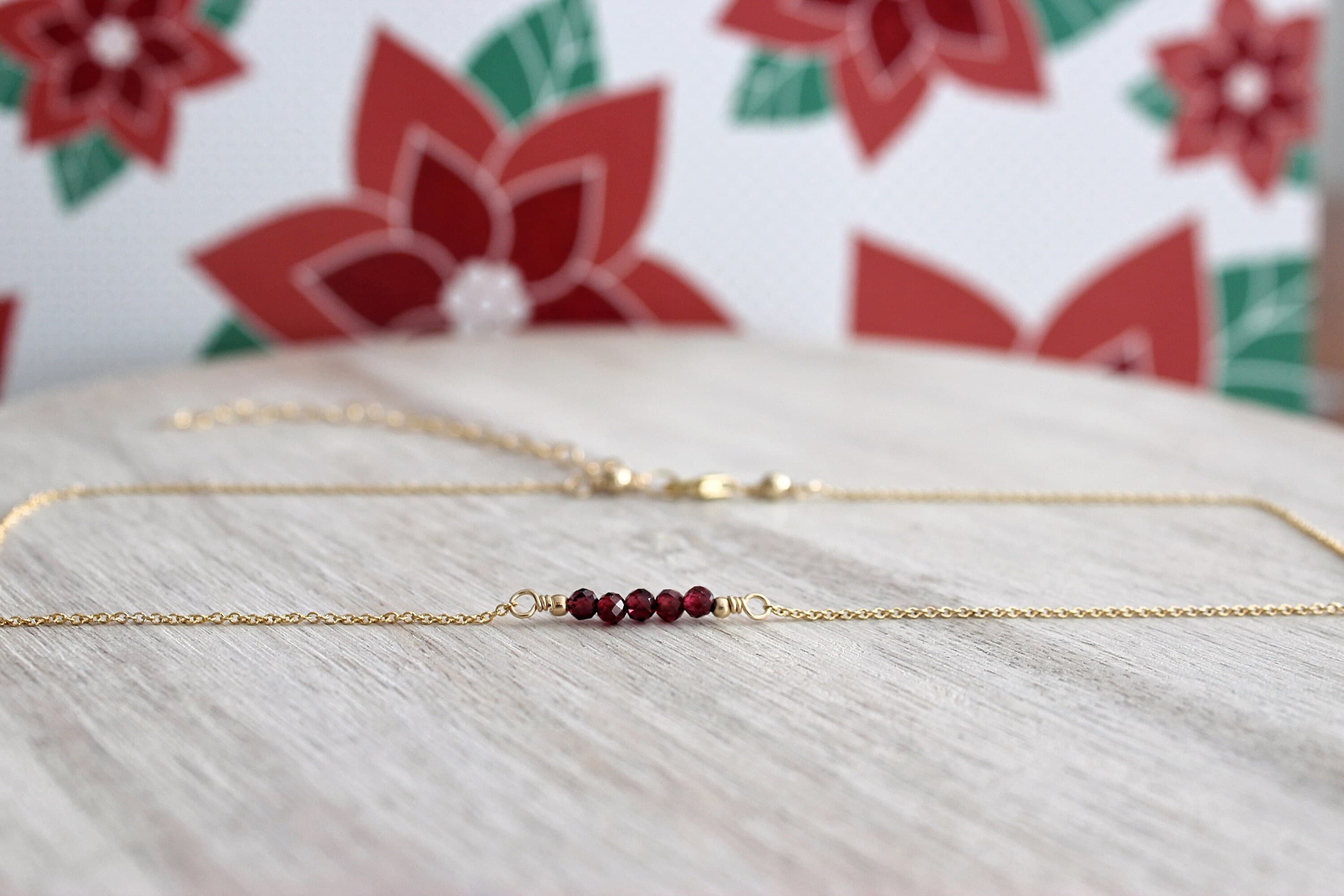 Garnet Bar 14" Gold-Filled Choker with 3" Extension Chain - image 3