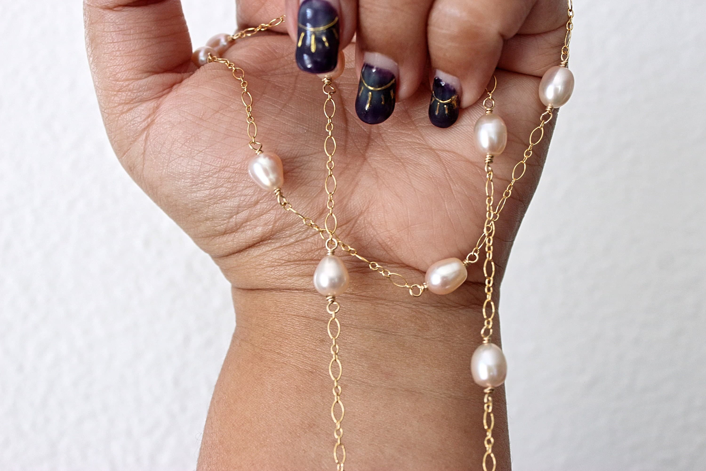 Pink Freshwater Rice Pearl 37.5" 14k Gold-Filled Infinity Necklace