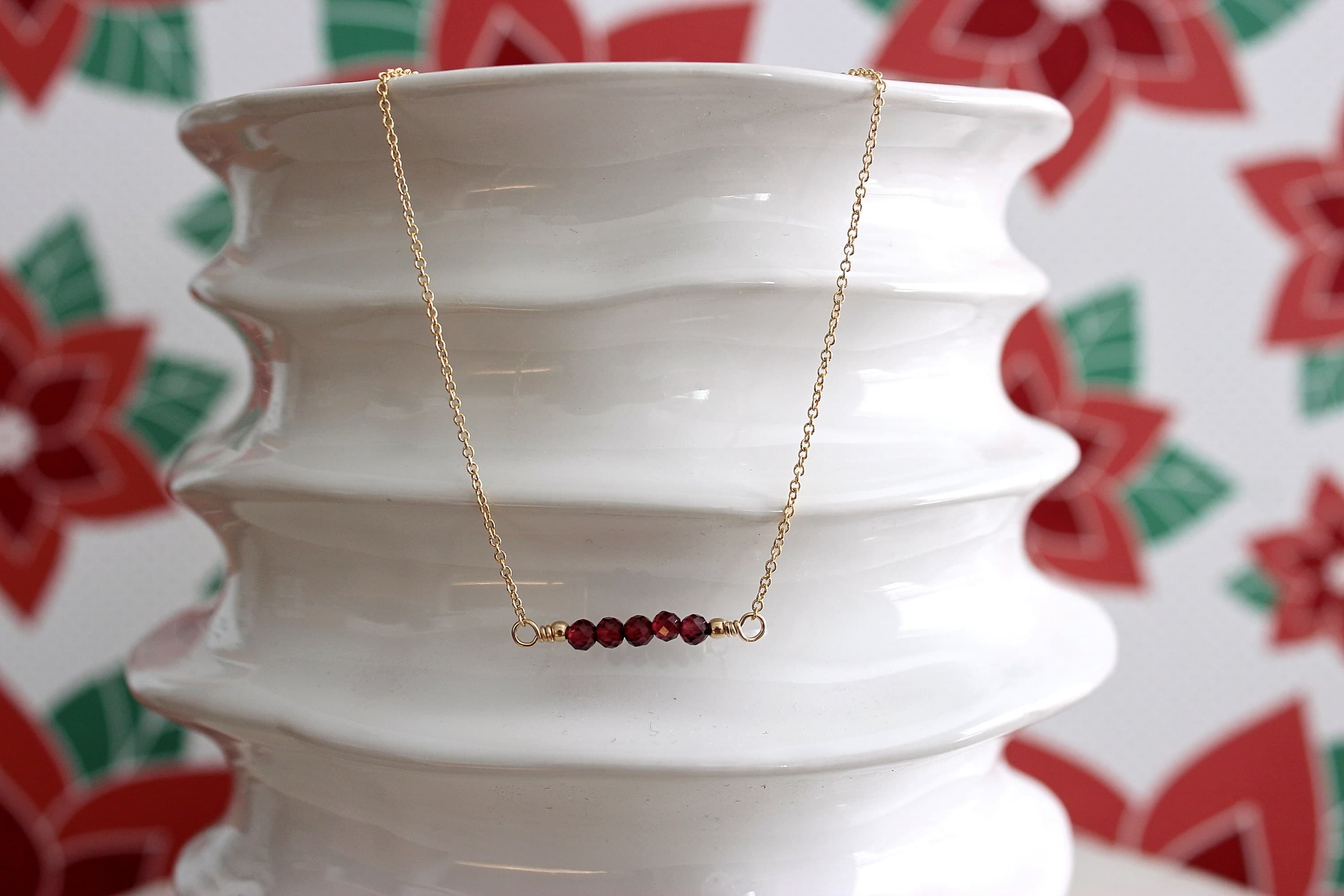 Garnet Bar 14" Gold-Filled Choker with 3" Extension Chain - image 5