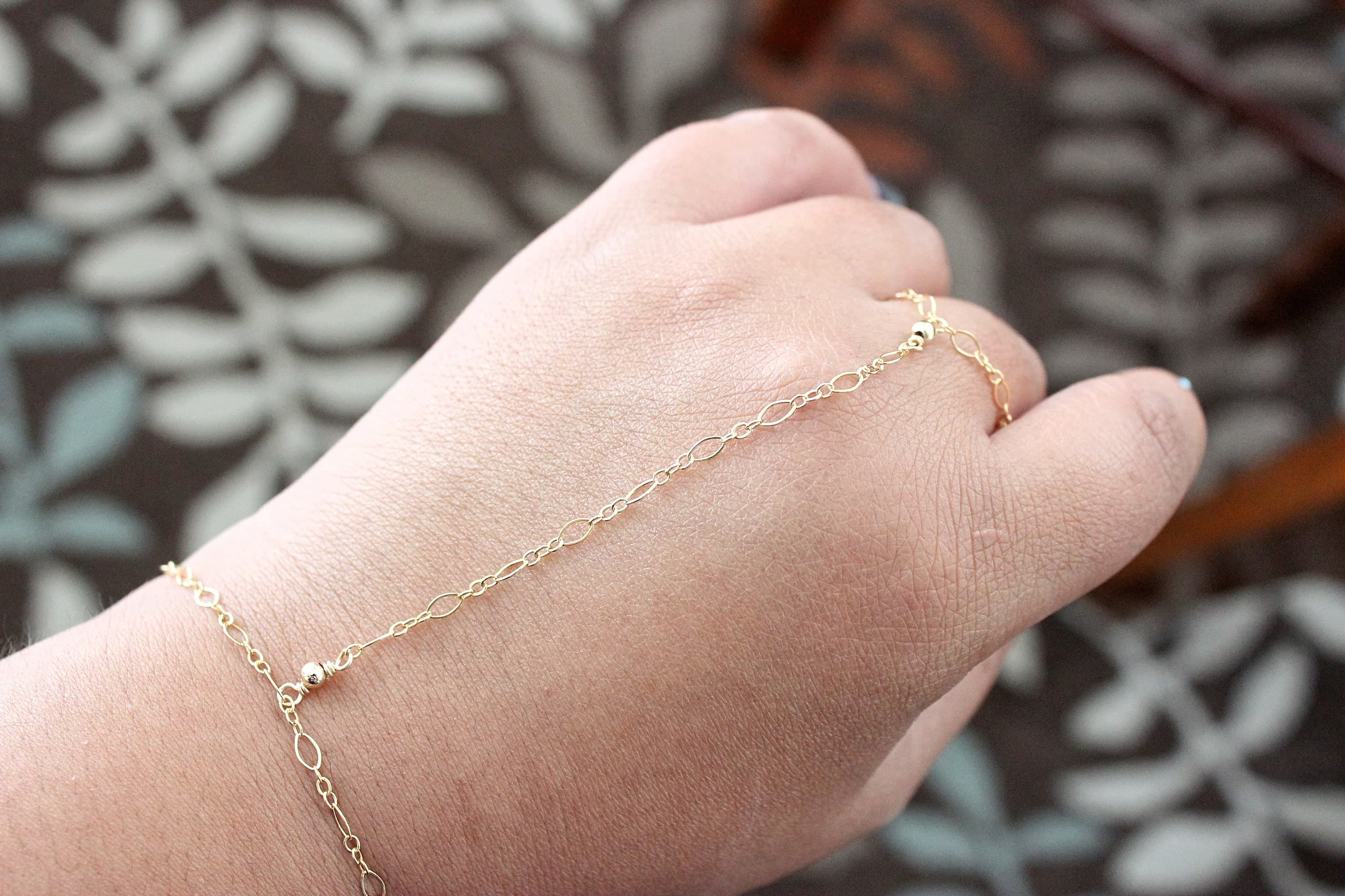 14k Gold-Filled 6.75" Slave Bracelet (Hand Chain) - image 3
