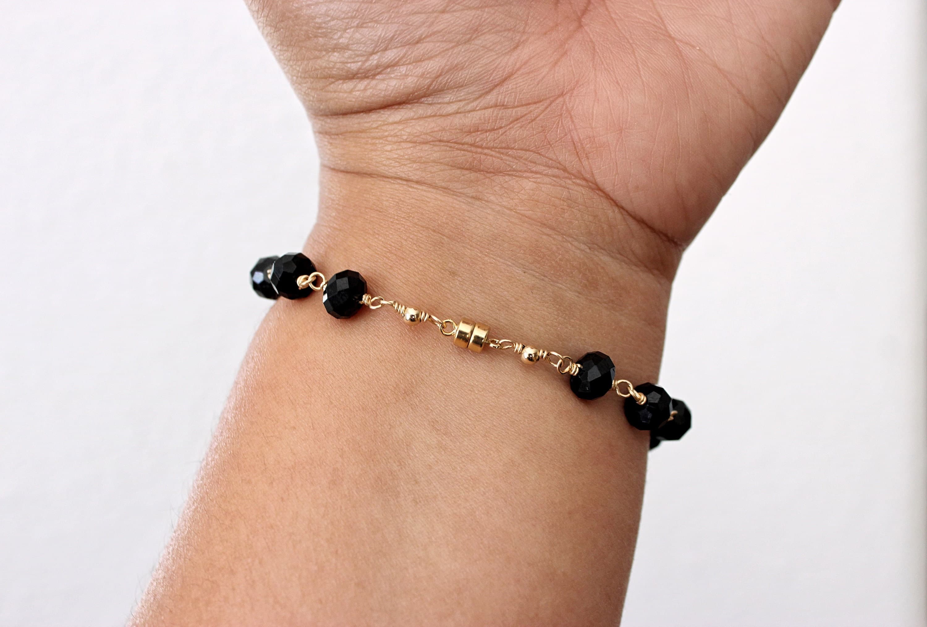 Black Prism Tourmaline 7.75" 14k Gold-Filled Bracelet with Magnetic Clasp - image 4