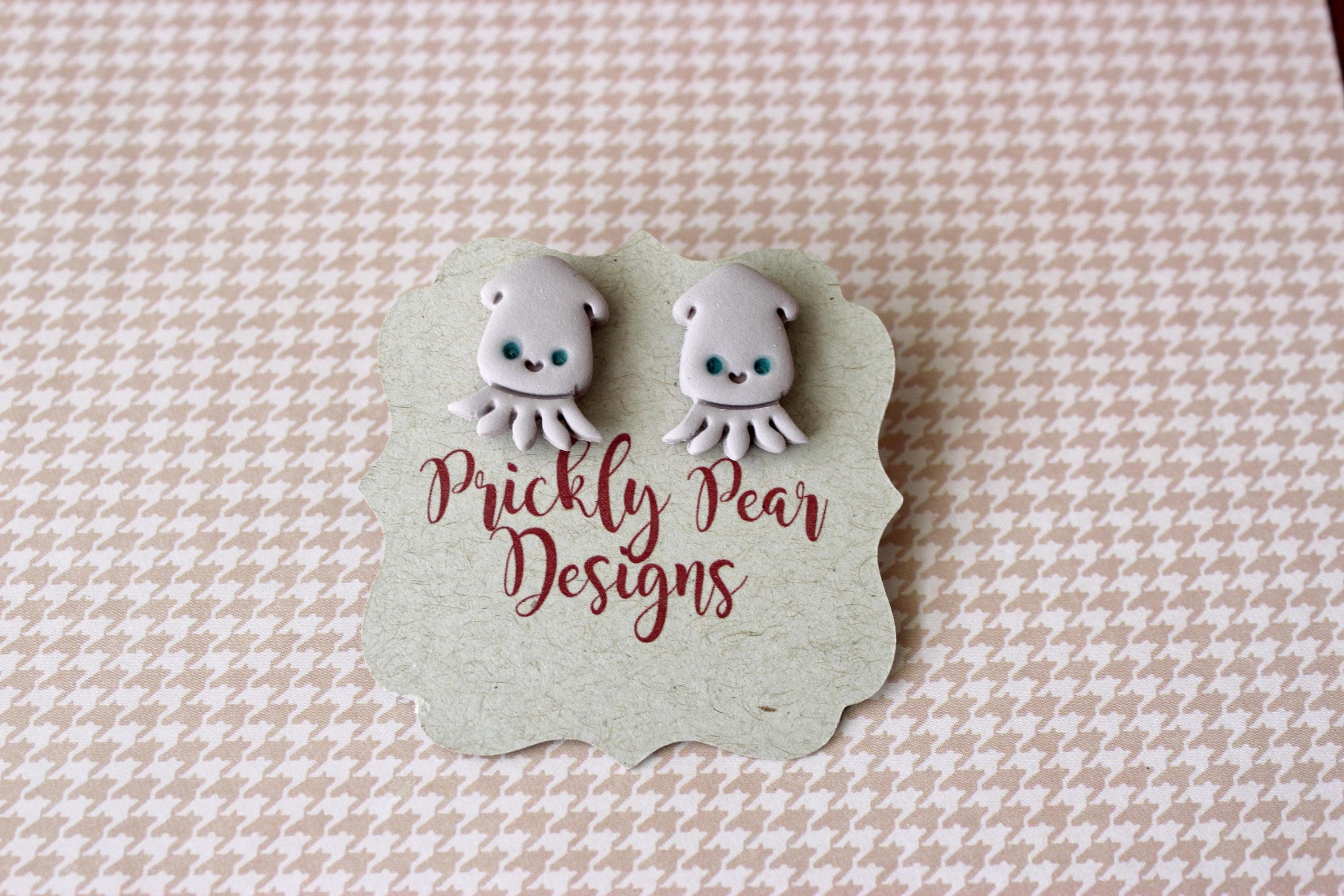 Squid Polymer Clay Stainless Steel Stud Earrings