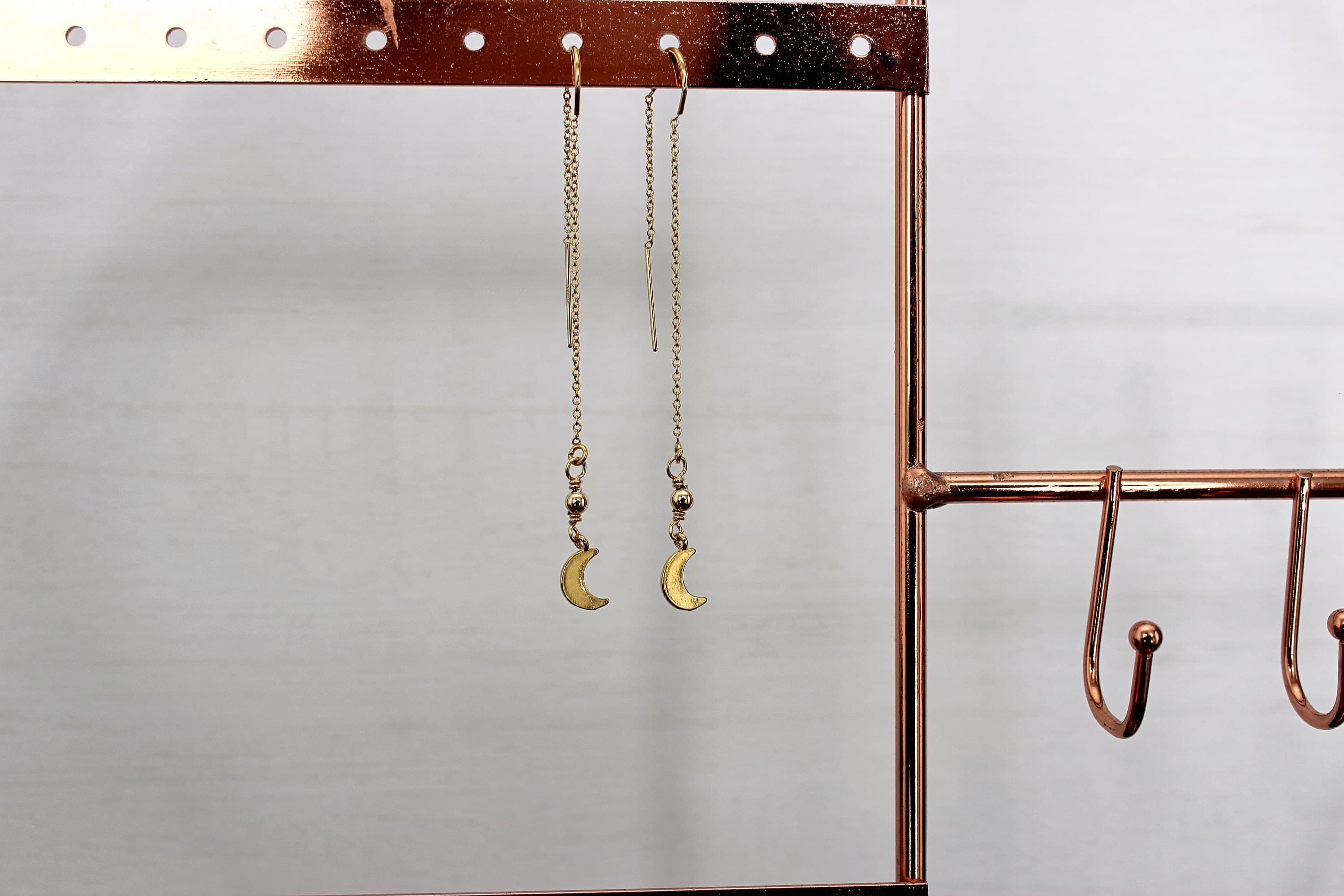 Golden Crescent Moon 14k Gold-Filled Threader Earrings