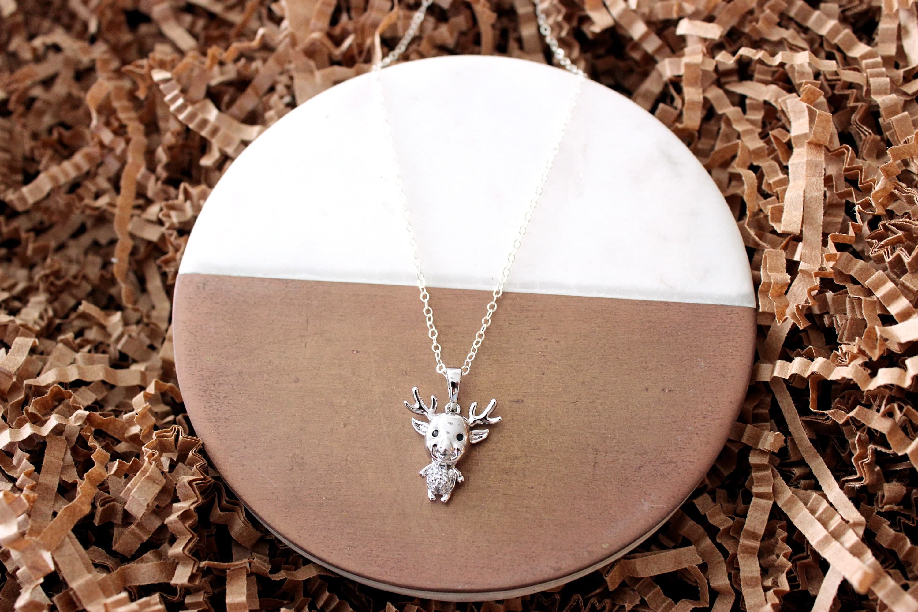 Reindeer 16" Sterling Silver Christmas Necklace