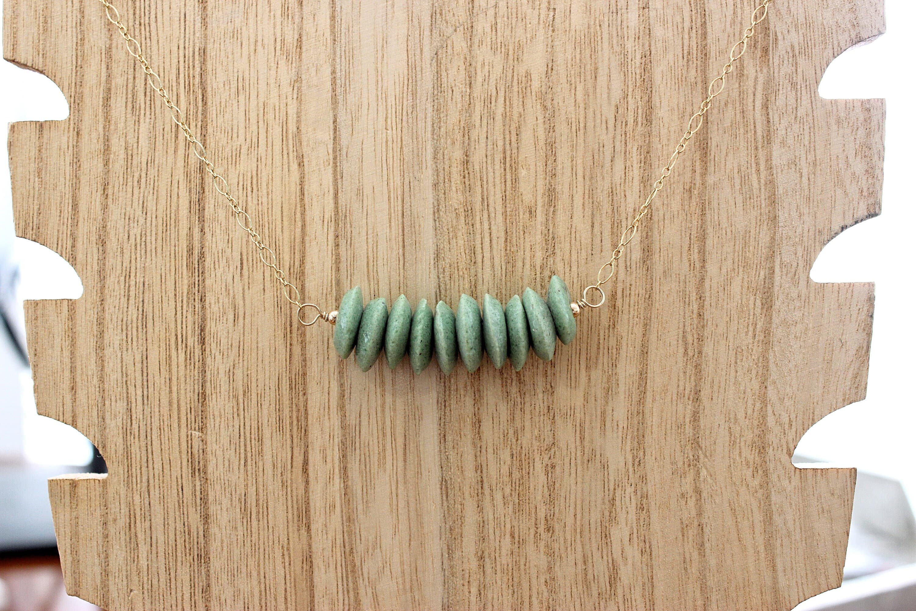 Green Sea Glass 16" 14k Gold-Filled Necklace - image 3