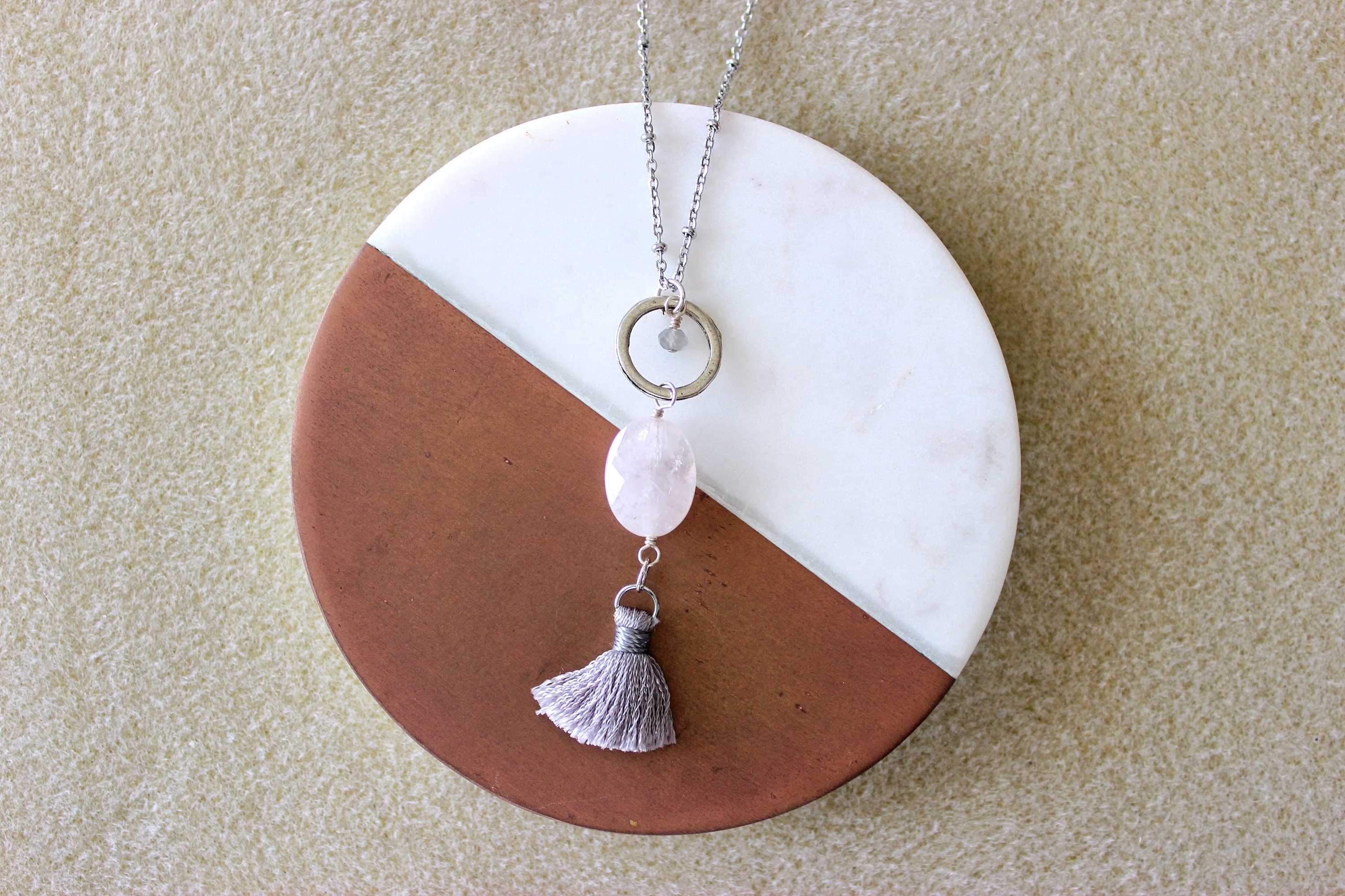 Rose Quartz Tassel Necklace - image 4