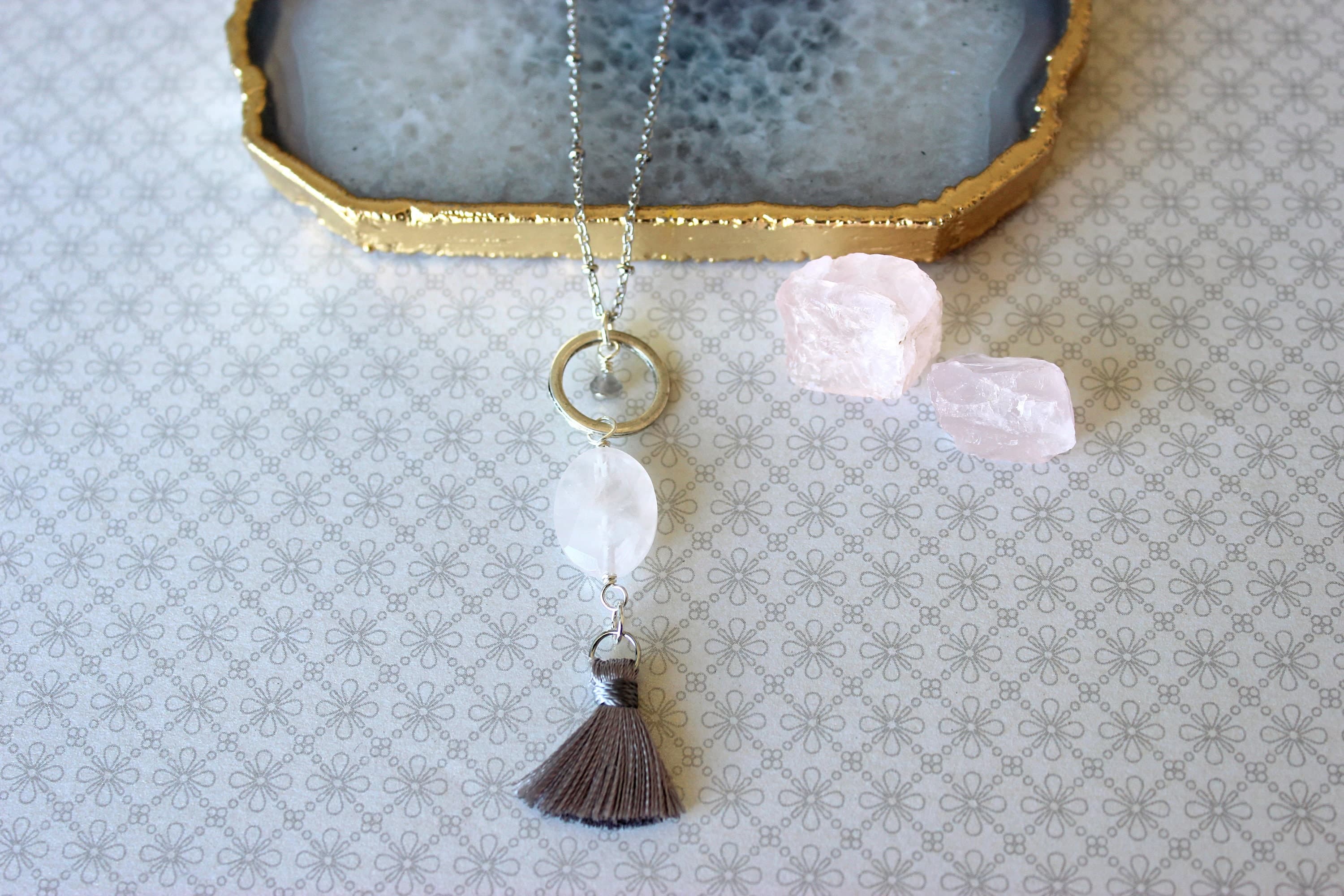 Rose Quartz Tassel Necklace