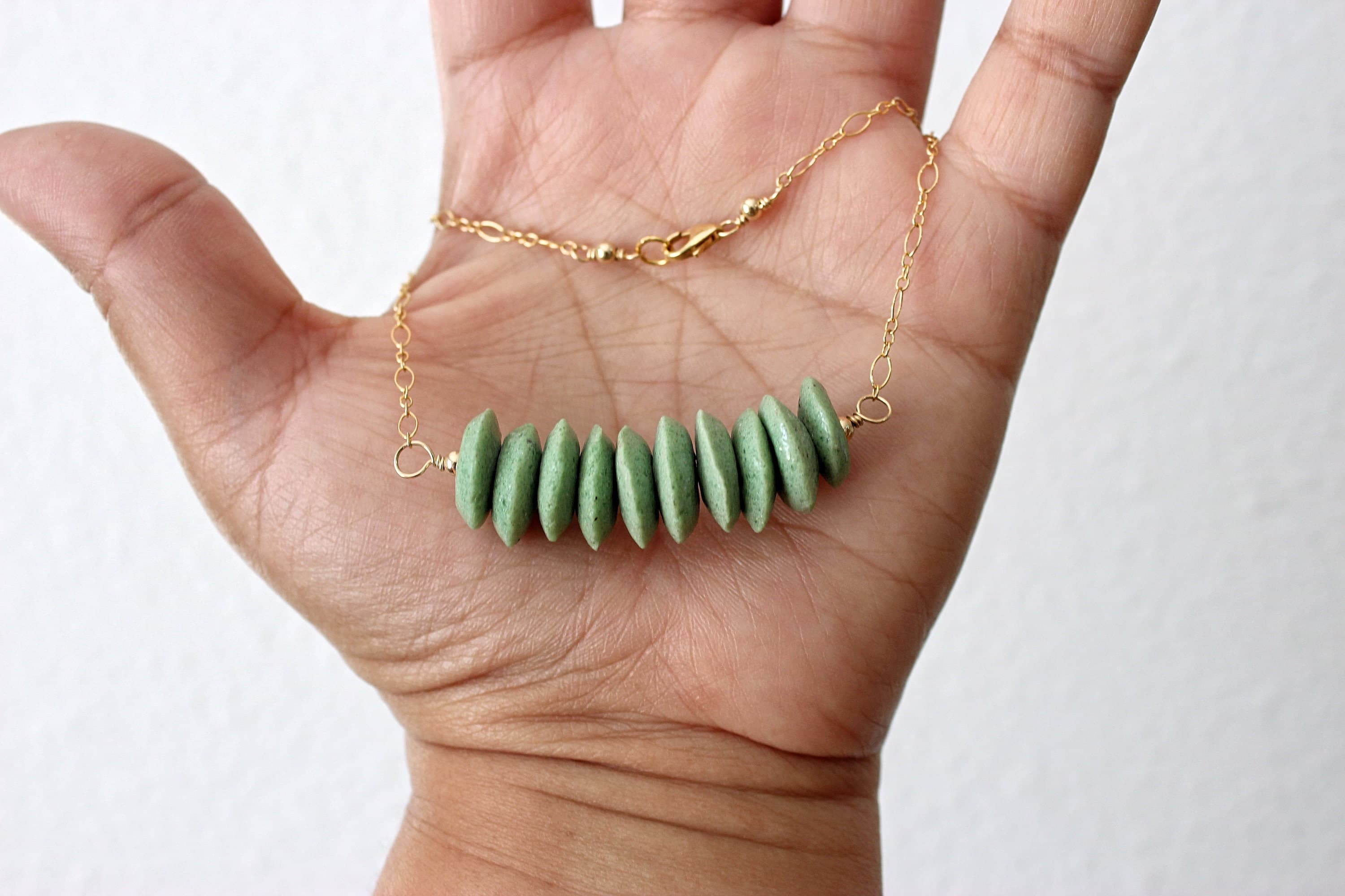 Green Sea Glass 16" 14k Gold-Filled Necklace