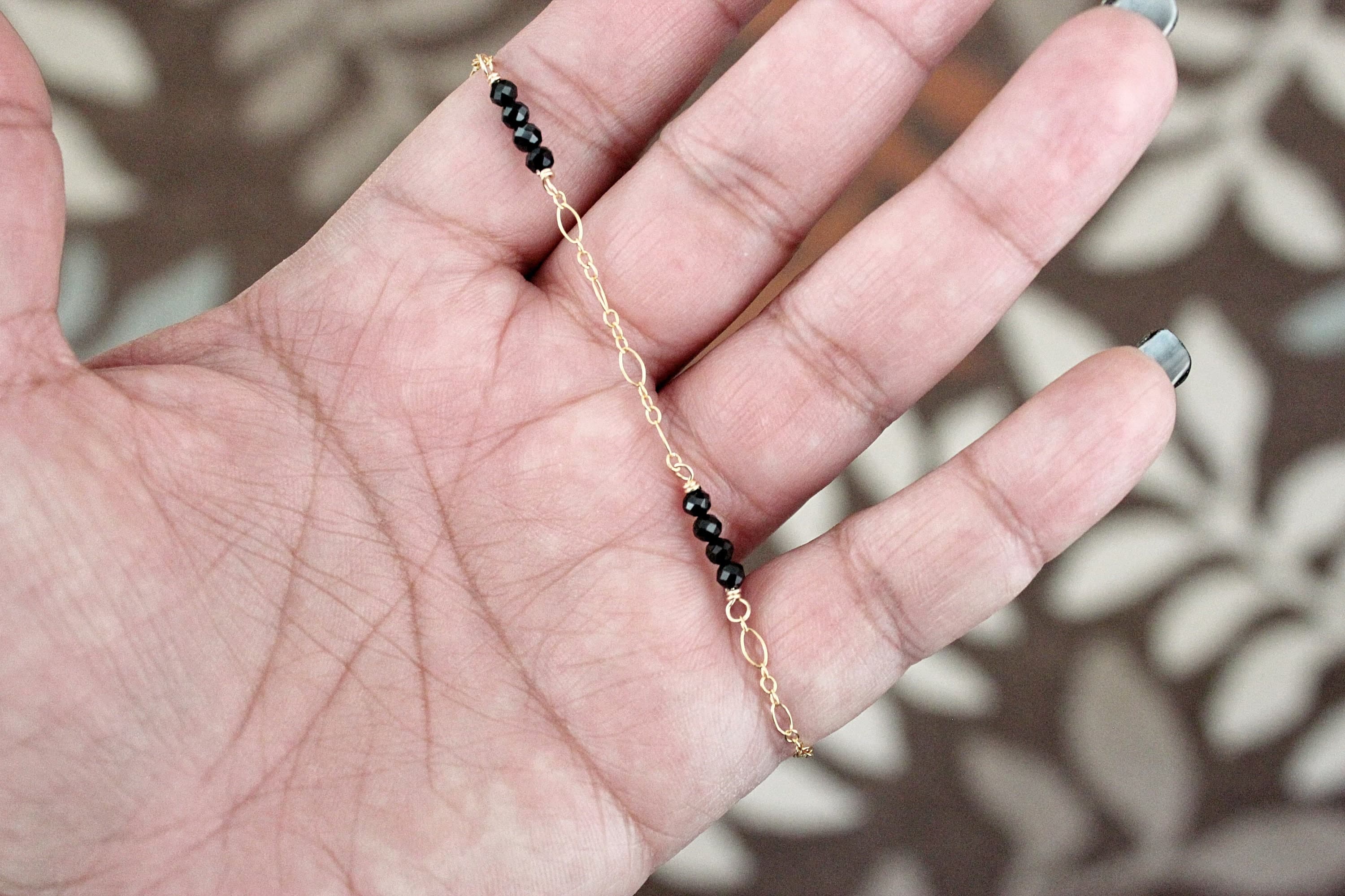 Black Spinel 14k Gold-Filled 9-inch Ankle Bracelet with 1.5-inch Extension Chain - image 5