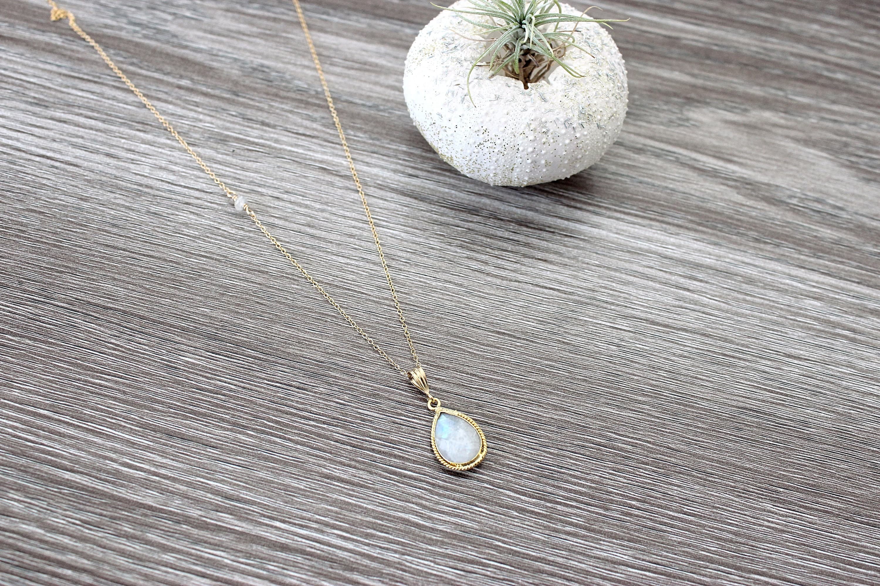 Bollywood-Inspired Bezeled Moonstone 20" Gold-Filled Necklace
