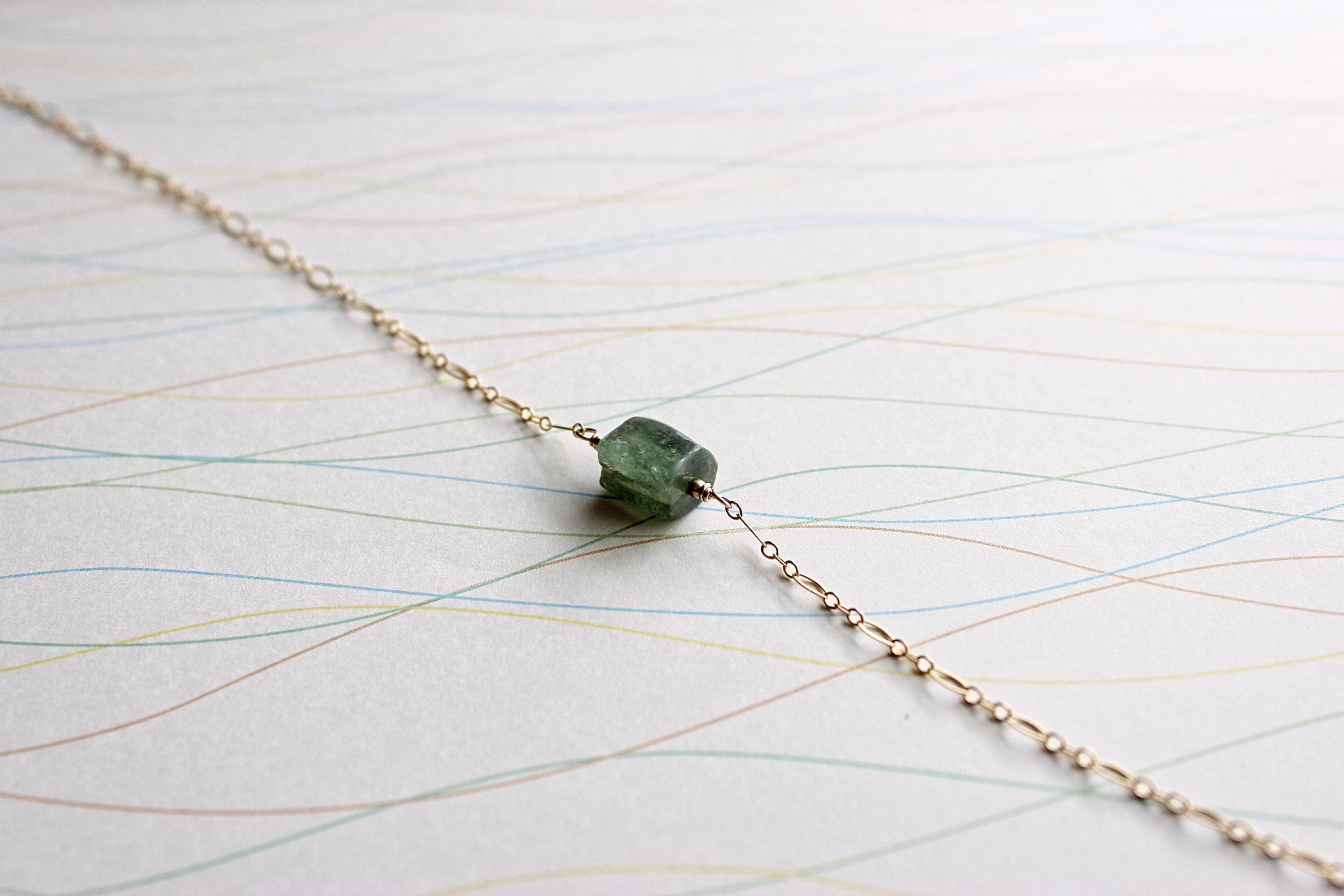 Green Kyanite Chunk 14" Gold-Filled Choker with 3" Extension Chain - image 5