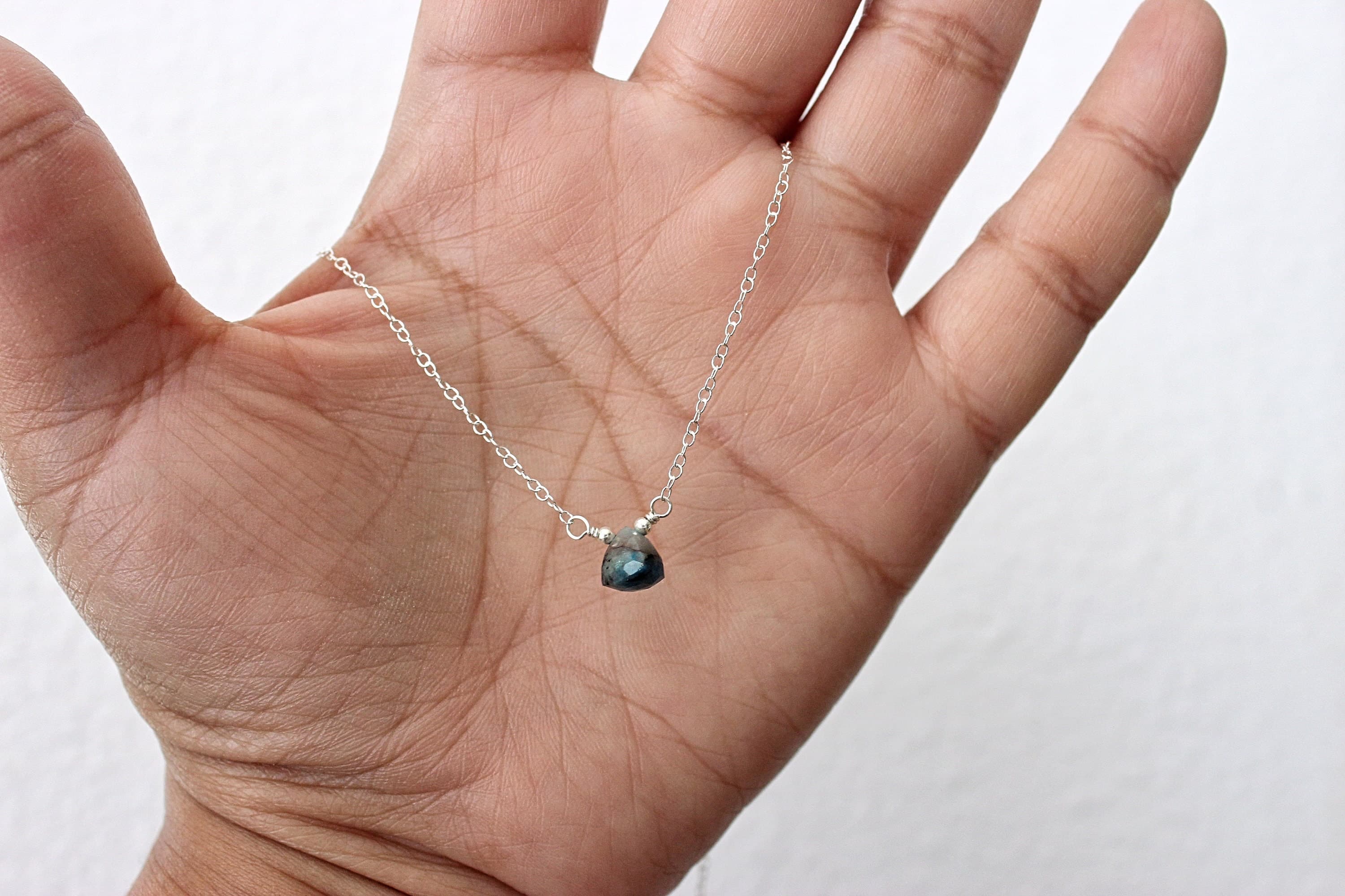 Faceted Chrysocolla Pyramid 16" Sterling Silver Necklace - image 5