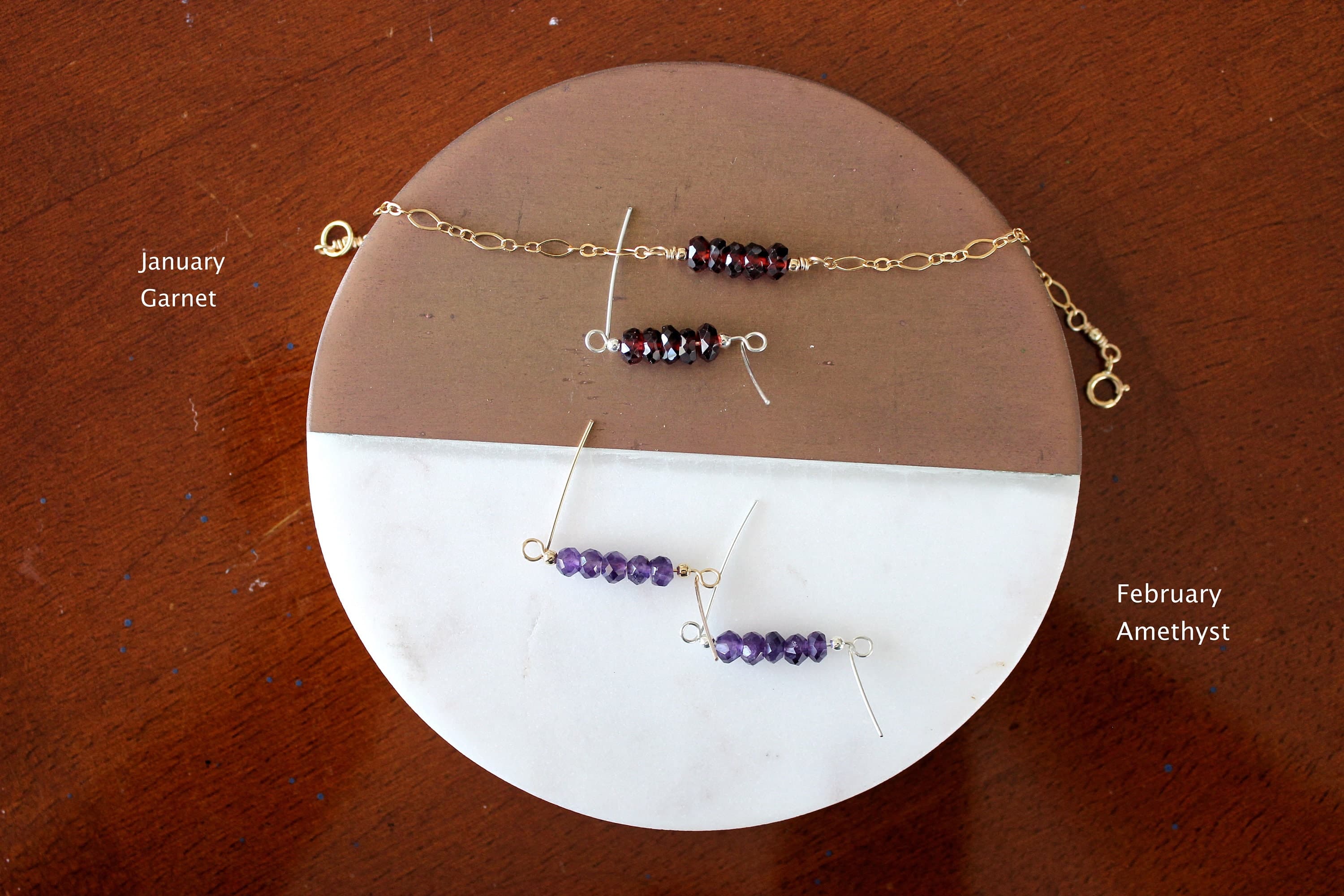 Stacked Birthstone Gold-Filled or Sterling Silver Adult-Size Bracelet - image 3