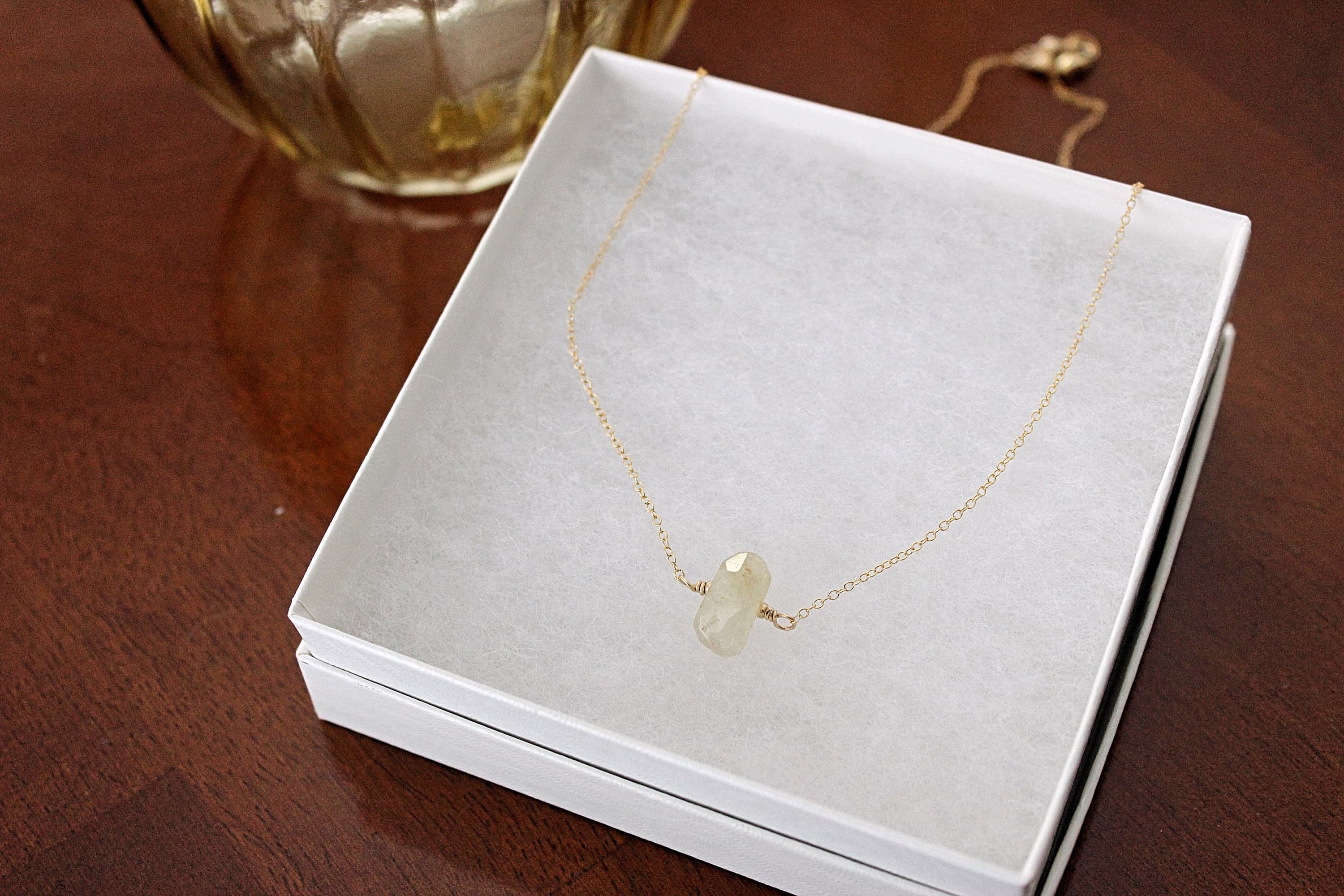 Faceted Rutilated Quartz Chunk 16" 14k Gold-Filled Necklace