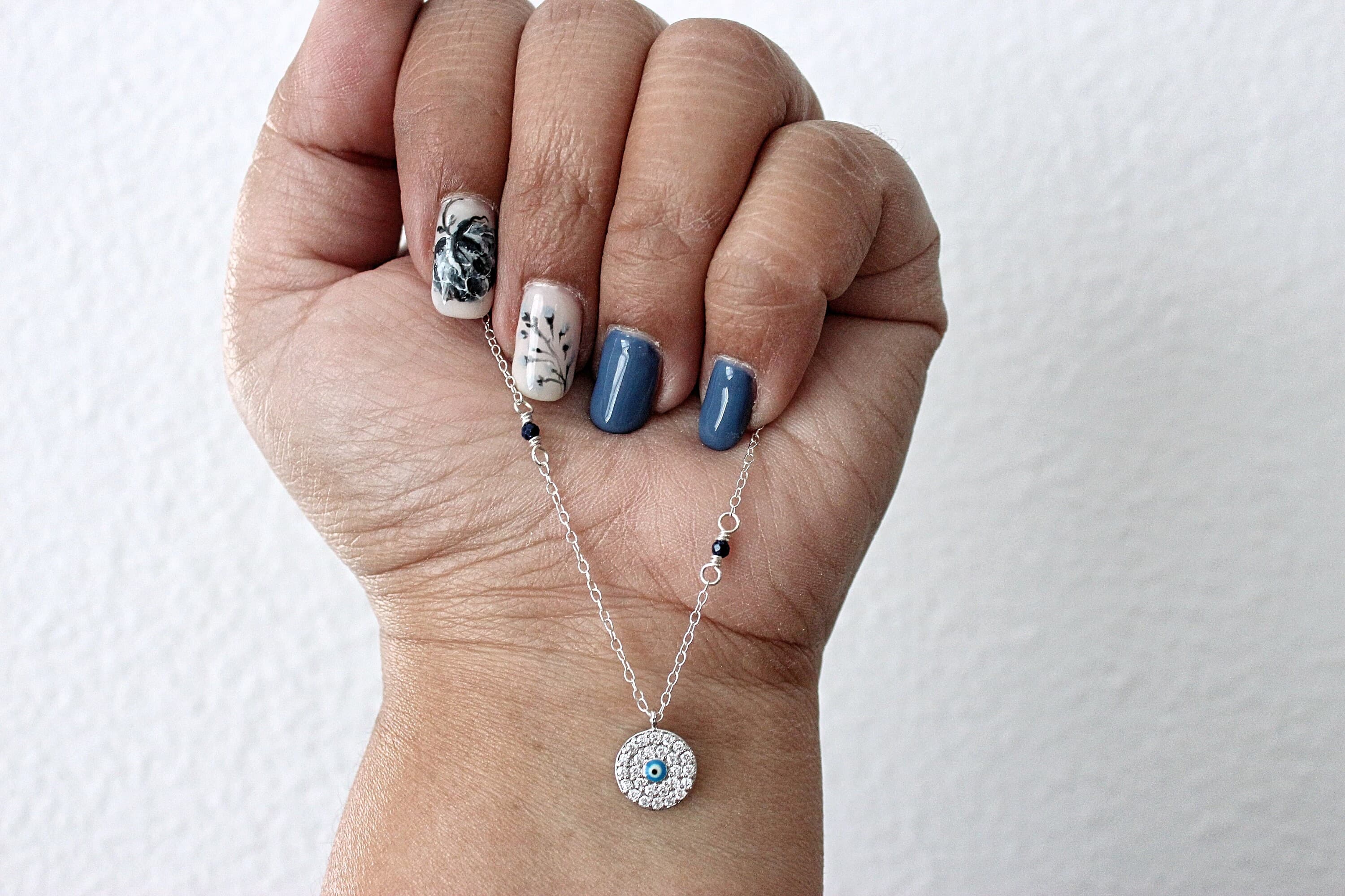 Pave Evil Eye (Nazar) Lapis Lazuli 18" Sterling Silver Necklace