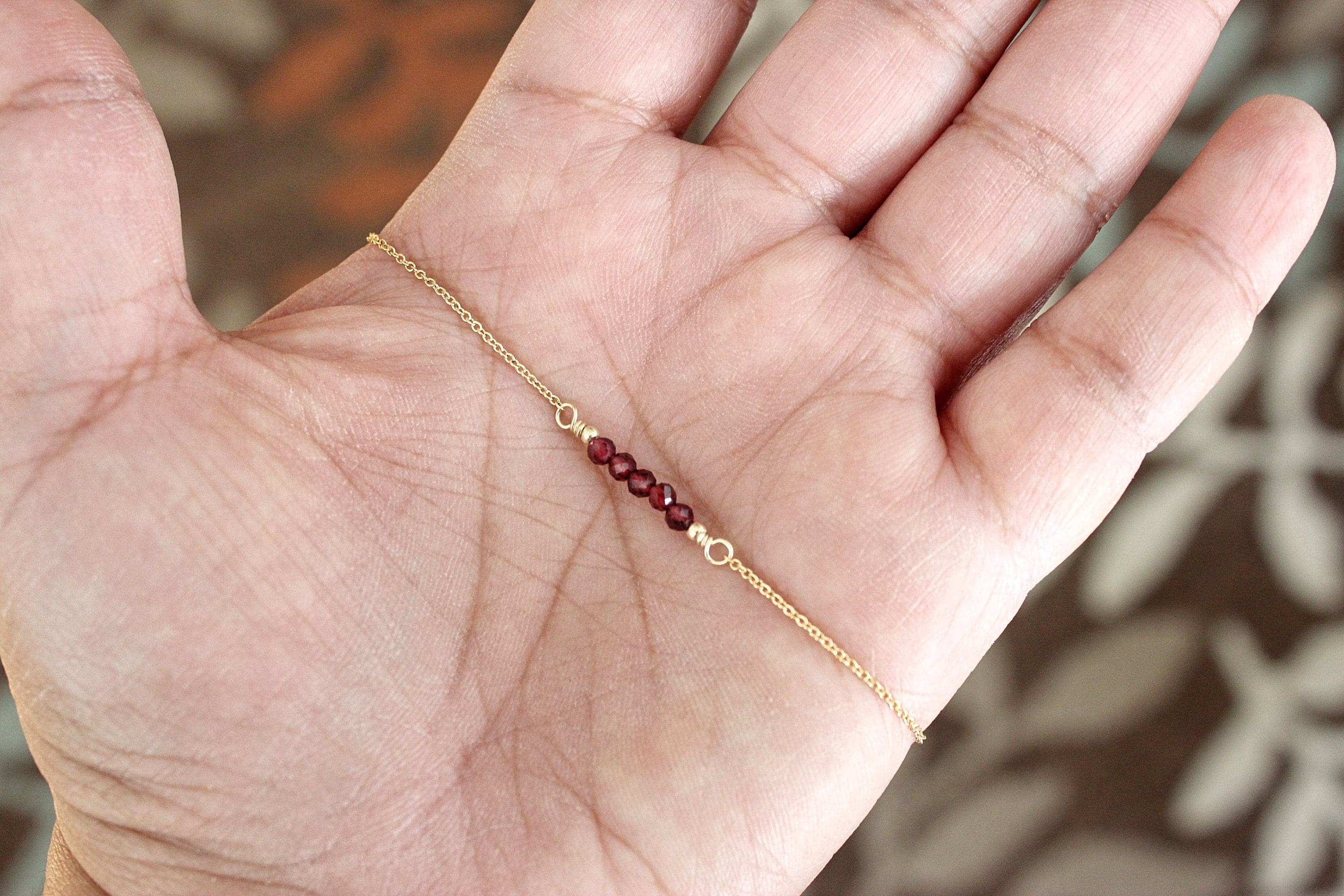 Garnet Bar 14" Gold-Filled Choker with 3" Extension Chain
