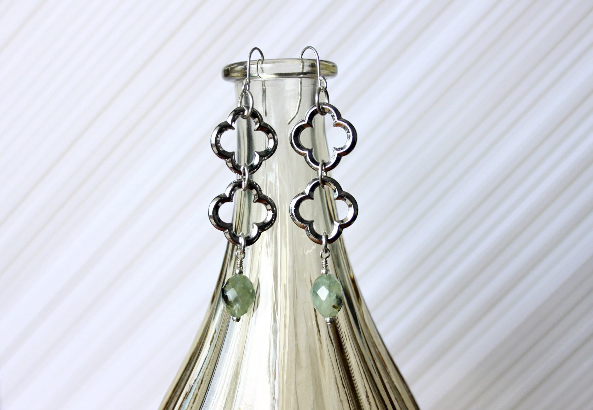 Quatrefoil Prehnite Earrings