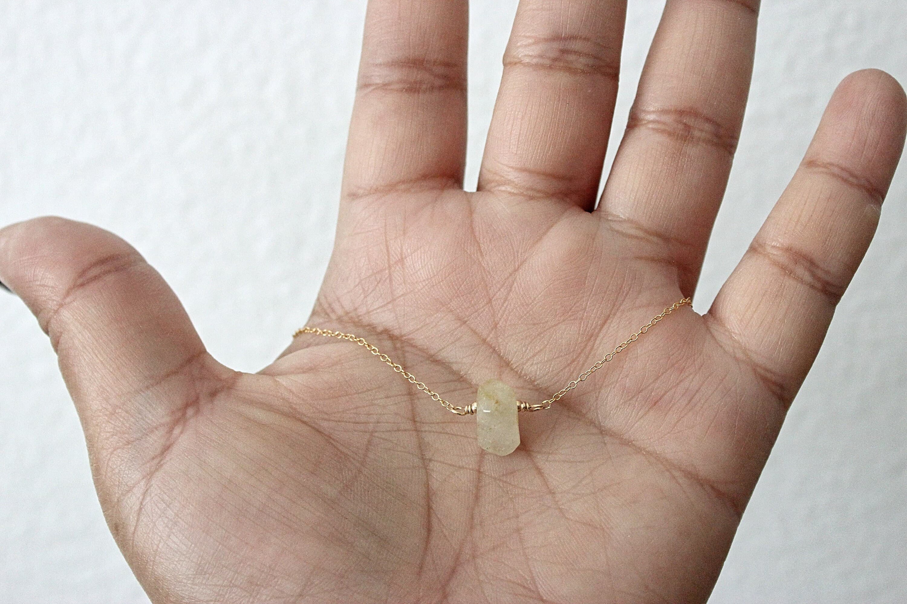 Faceted Rutilated Quartz Chunk 16" 14k Gold-Filled Necklace - image 4
