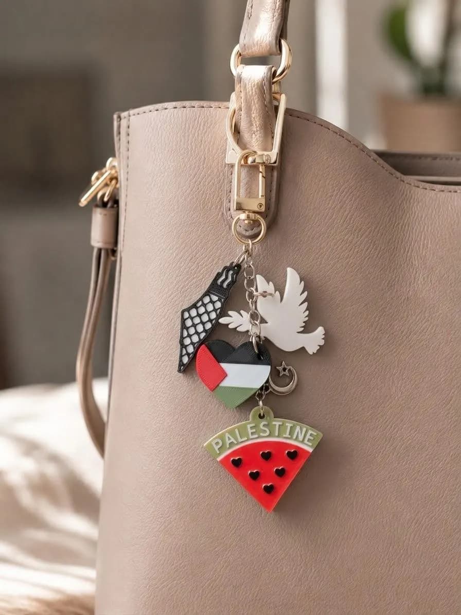 Palestine Bag Charm Keychain | Palestinian Flag & Symbols Charm | Culture Inspired Bag Accessory, Palestinian Pride Gift | Arab Culture Gift