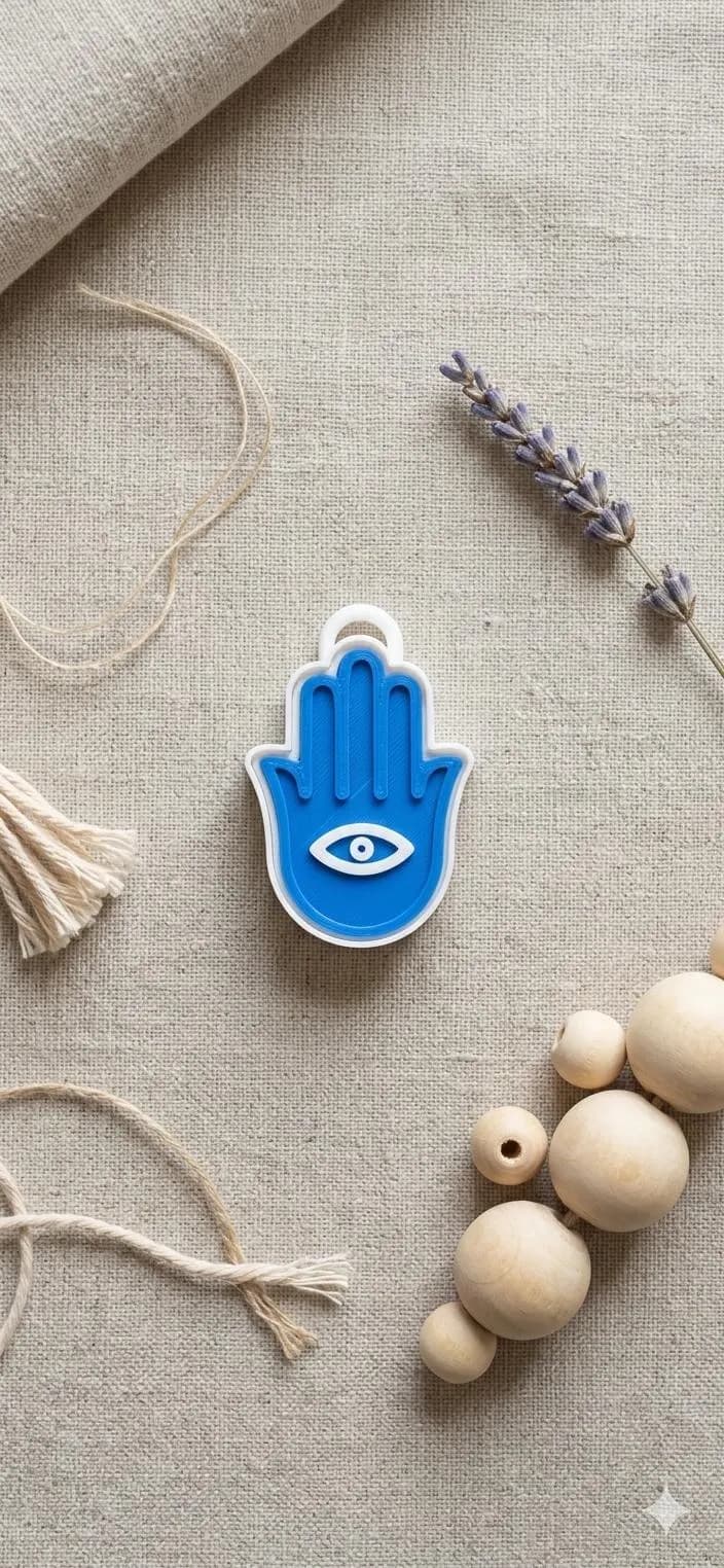 Hamsa Hand Fidget Clicker | Evil Eye Fidget Toy | Hasad Hand Clicker | Anxiety Relief Clicker, Arab Gift | Blue Eye Clicker Keychain