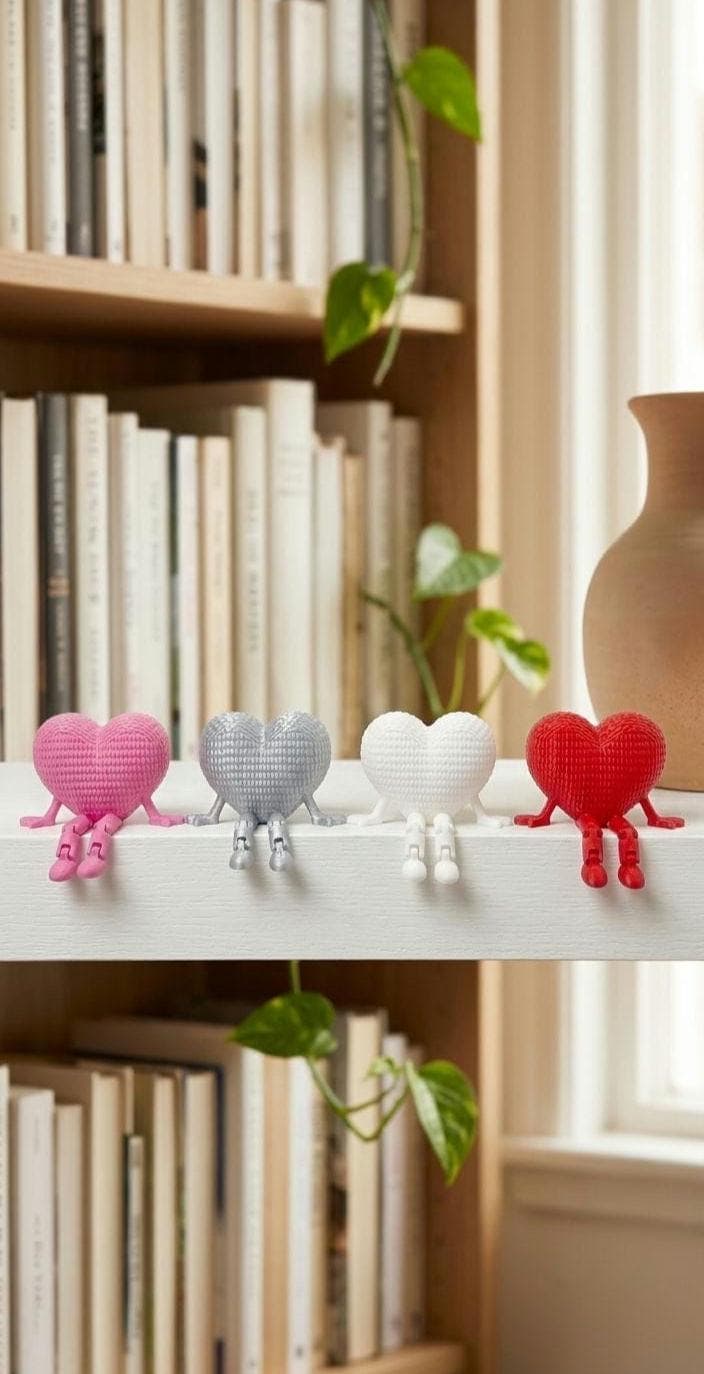 SET OF 2 Articulated Heart Buddy | 3D Printed Heart Figure | Kawaii Heart Companion | Flexi Heart Fidget Desk Decor | Gift for Her & Him - image 3