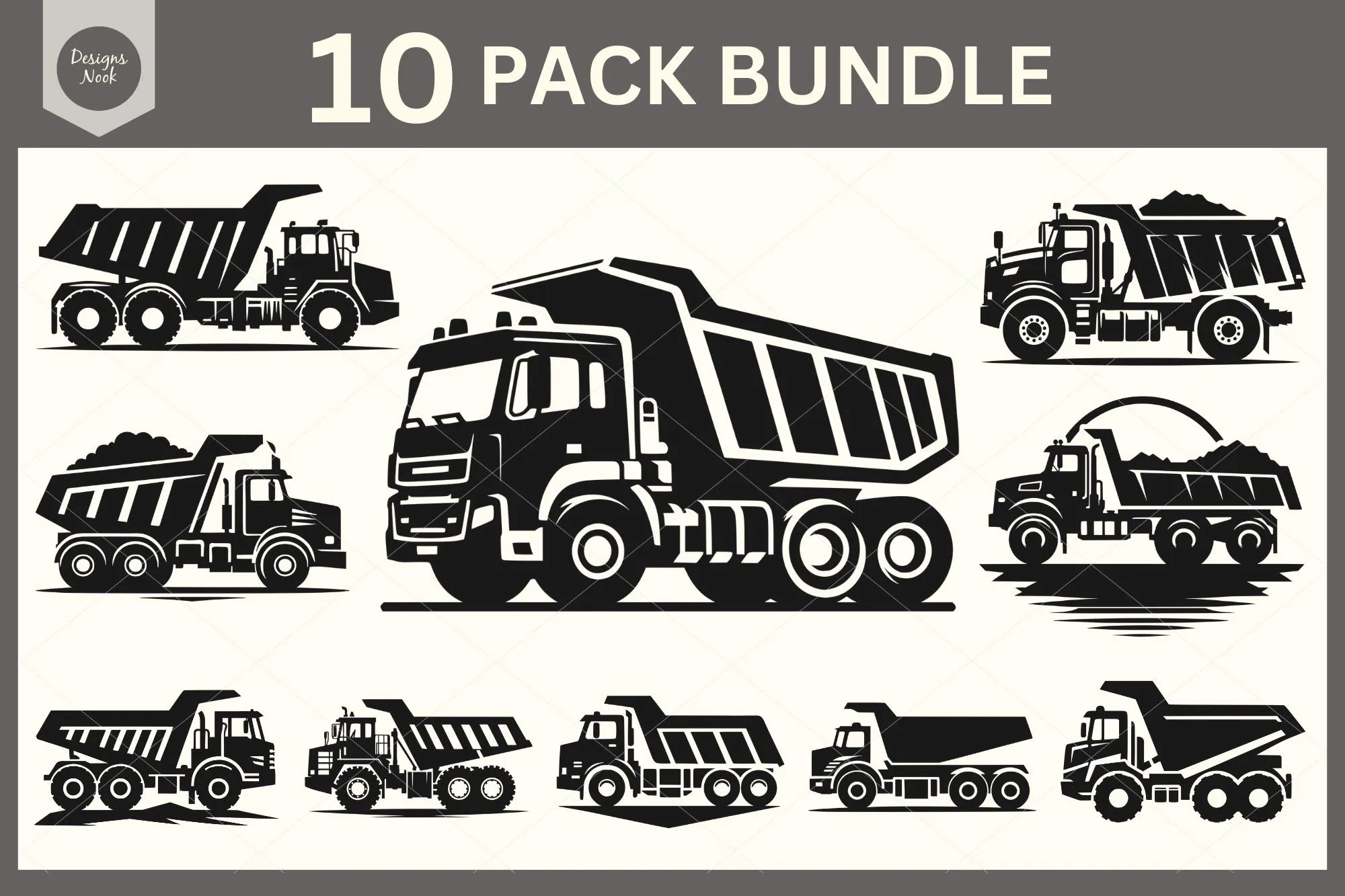 Dump Truck SVG Bundle, Construction Truck Svg, Dump Truck Cut File Silhouette, Construction Vehicle, Garbage Truck, Trucks Cricut Silhouette