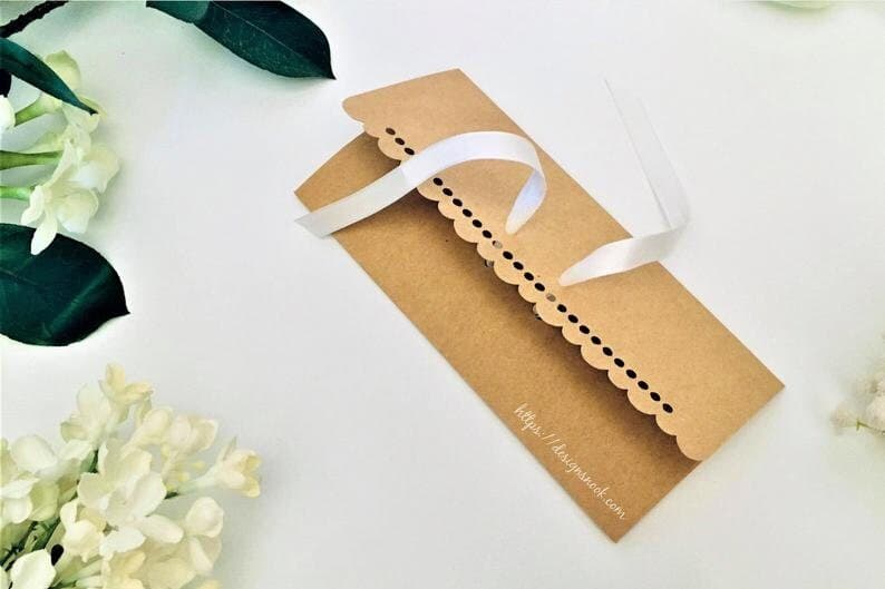 Cash Envelope with Ribbon Holes - SVG, DXF, PDF file formats, laset cut envelope design file instant digital download - image 3