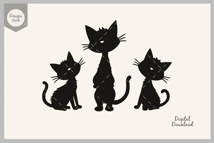 Cute Cat Silhouette, Friendship Svg, Sassy Sisters Svg, Sassy Kitty Clipart, Cricut Cut File, Instant Download, Pet Lover Gift, Cat Friends