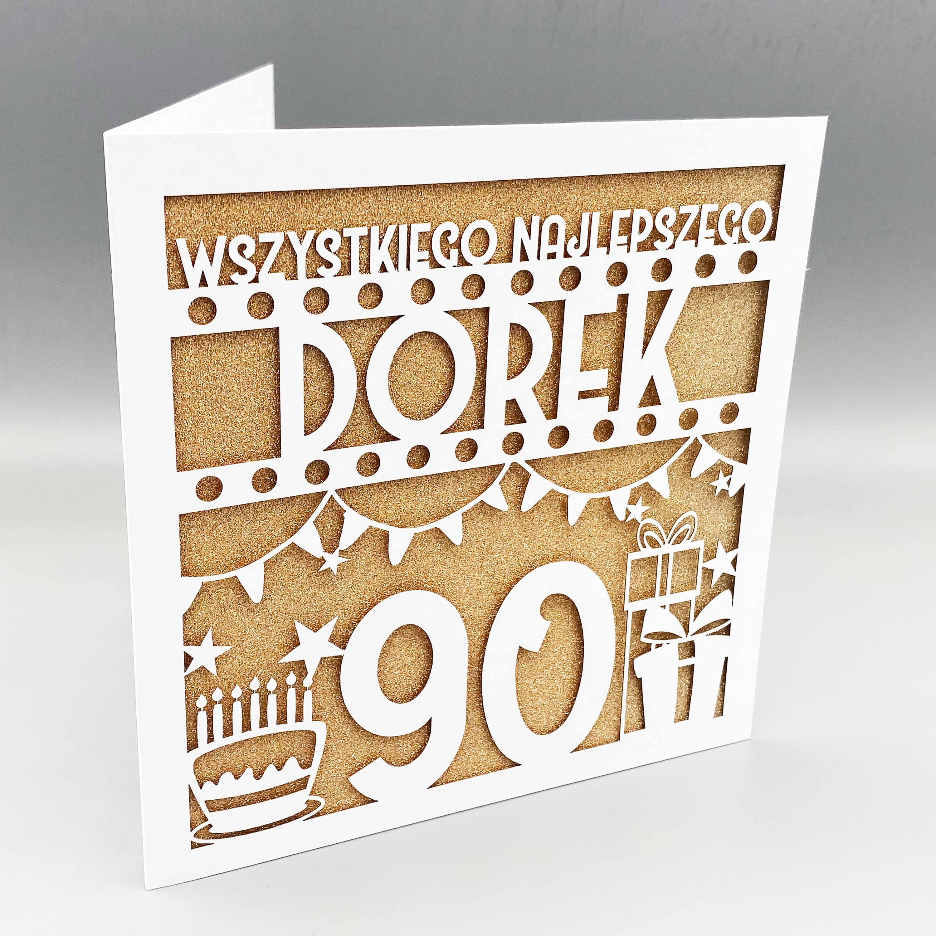 Personalised 90th Birthday Card, Laser Cut Papercut Design
