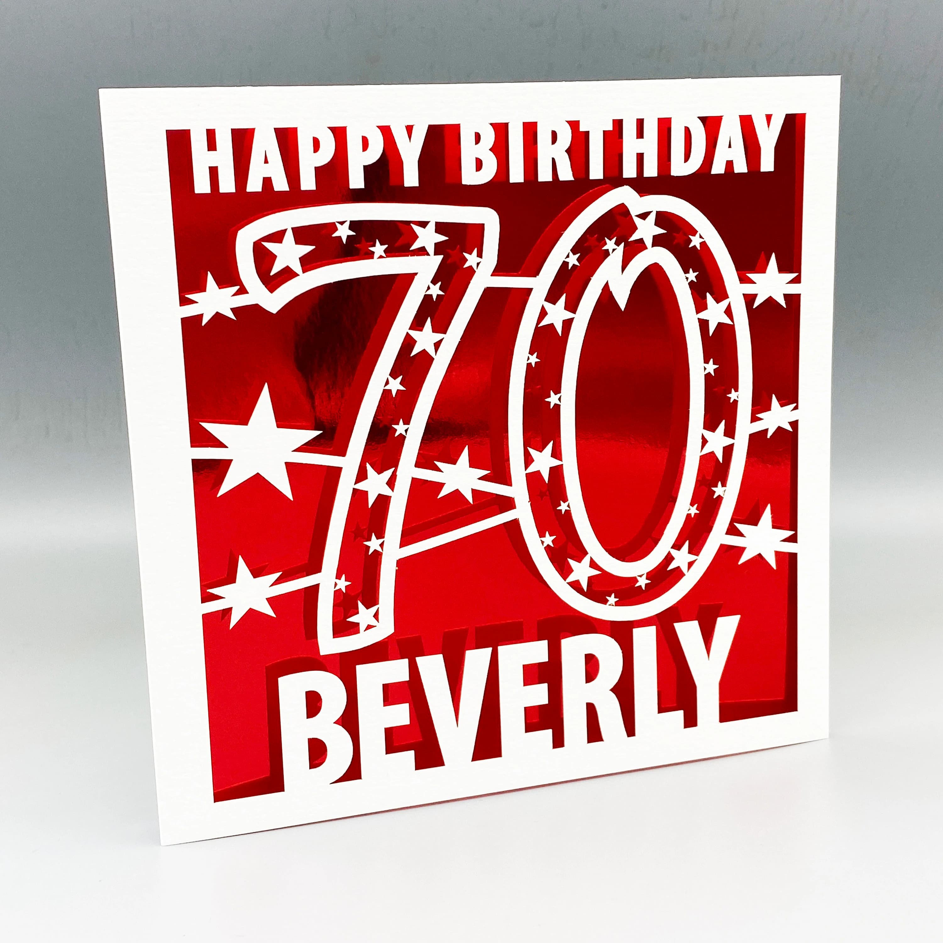 Personalised 70th Birthday Card: Laser-Cut Papercut Design