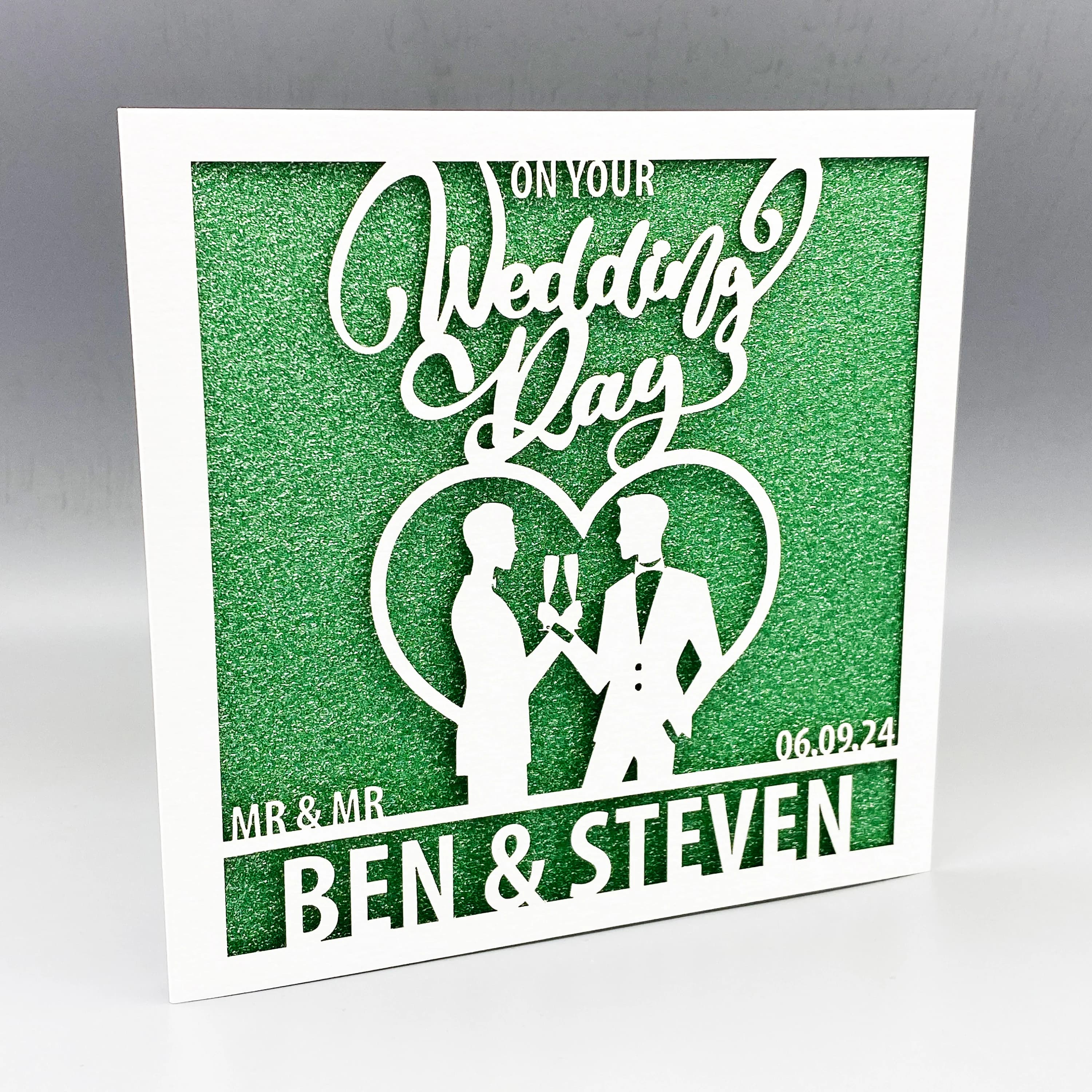 Personalised Gay Wedding Card, Glitter Inlay, Mr. & Mr. - image 3