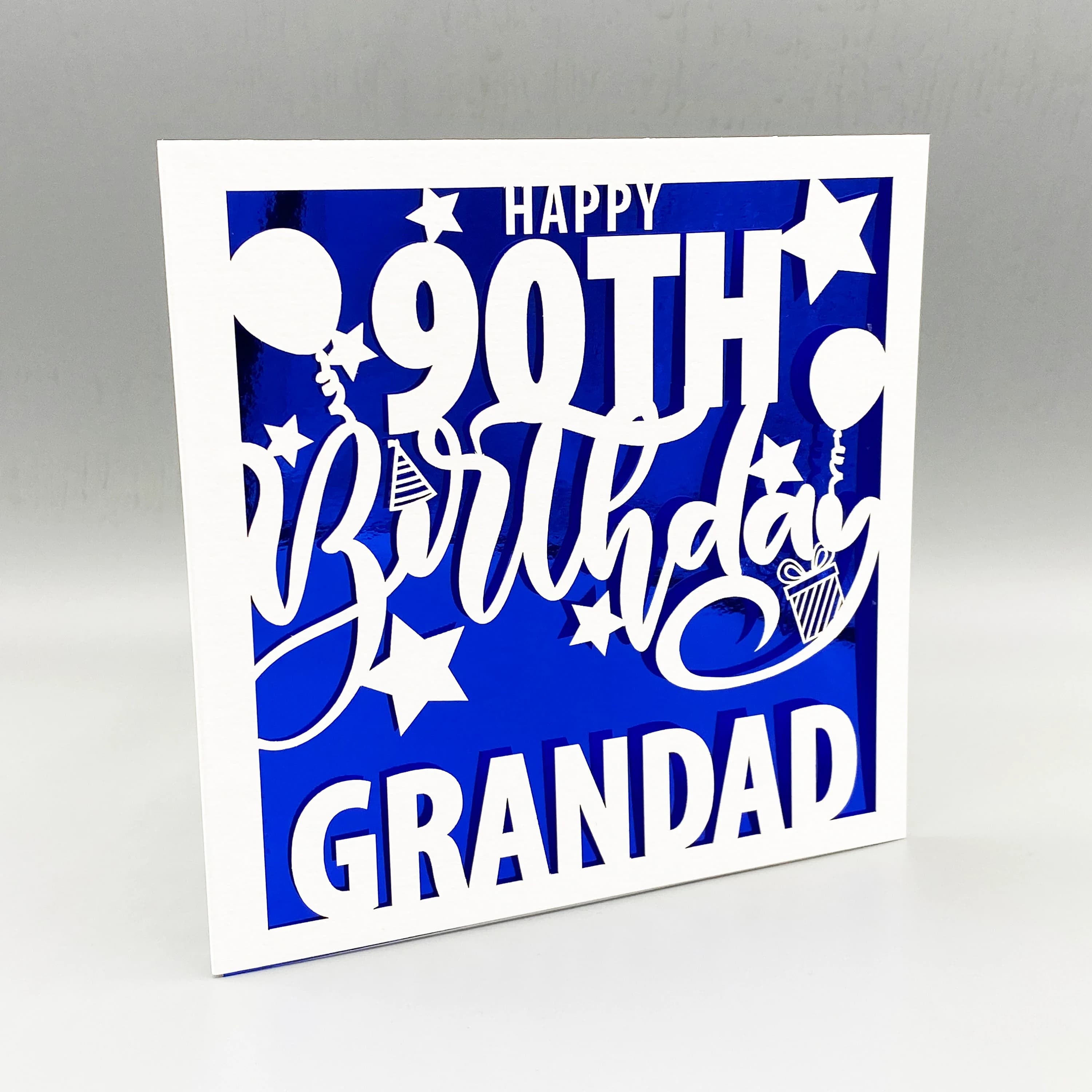 Personalised 90th Birthday Card, Glitter Inlay, Laser-Cut