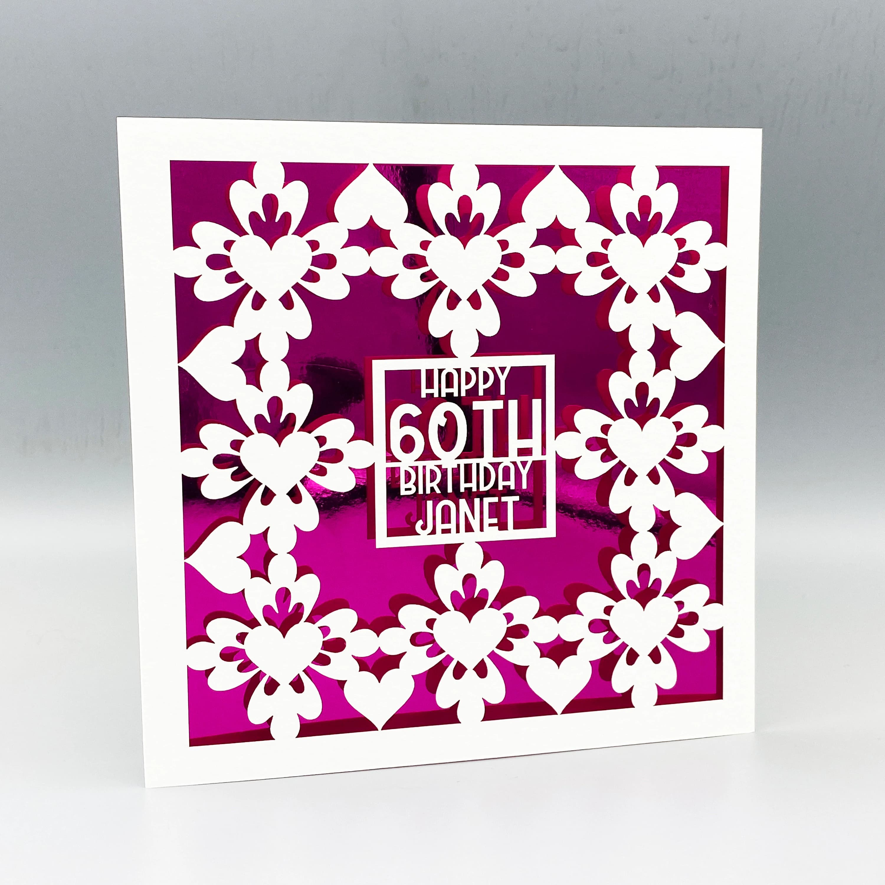 Personalized Laser Cut Birthday Card: Glitter Inlay, Papercut Design
