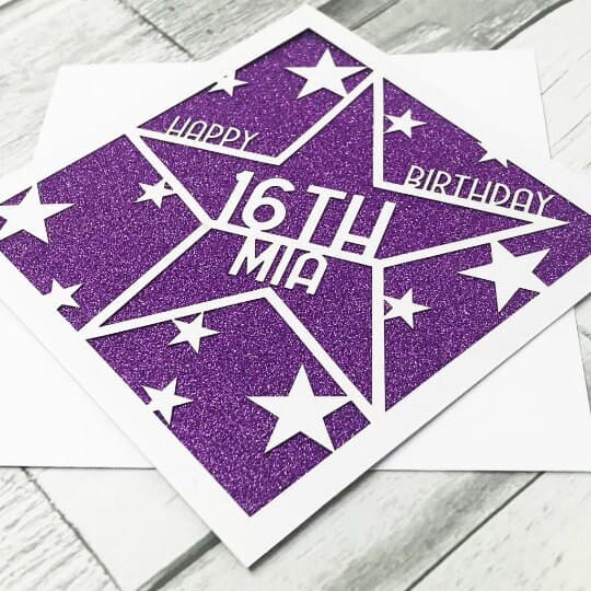 Personalised 30th Birthday Card, Laser Cut Glitter Star Design - image 3