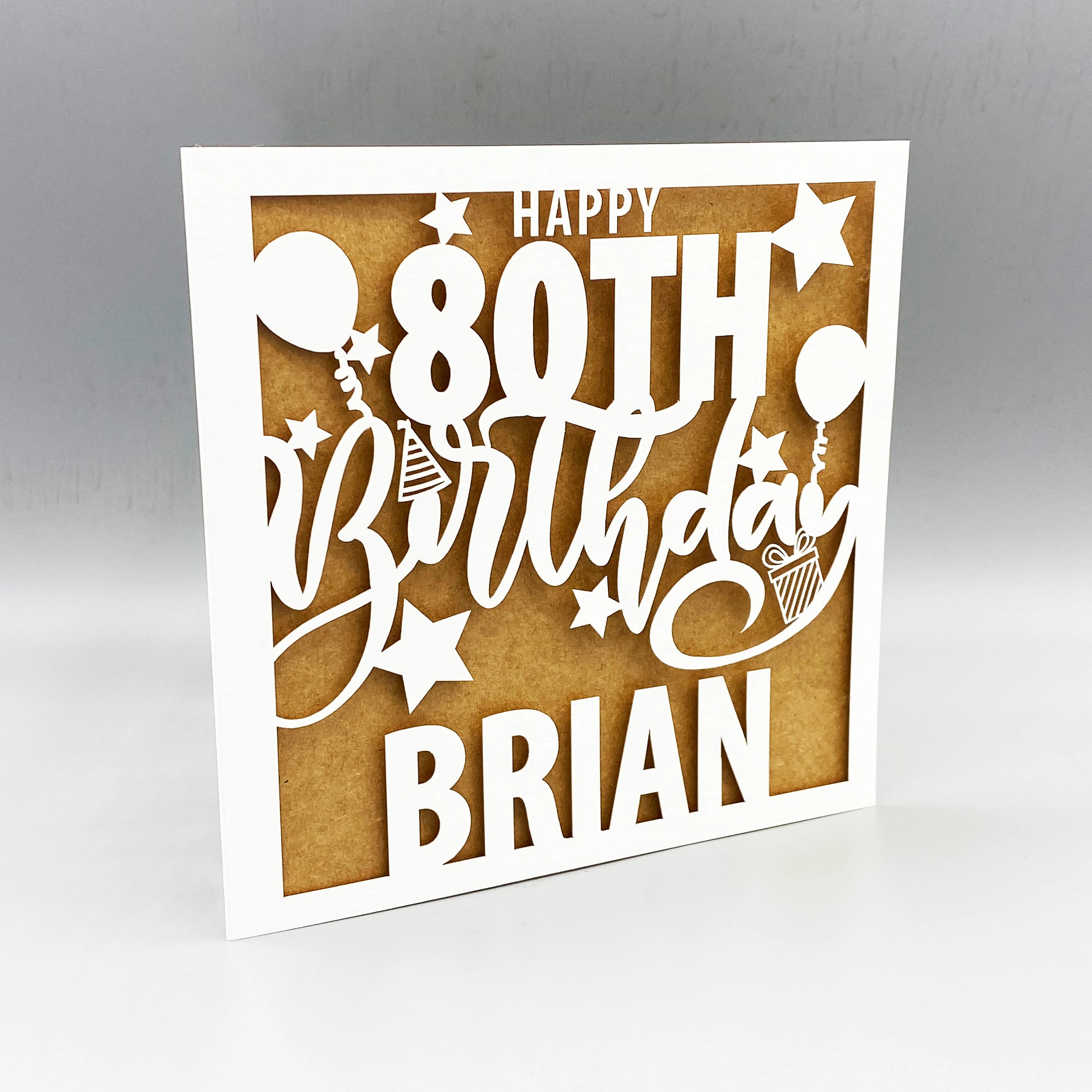 Personalised Laser Cut 80th Birthday Card