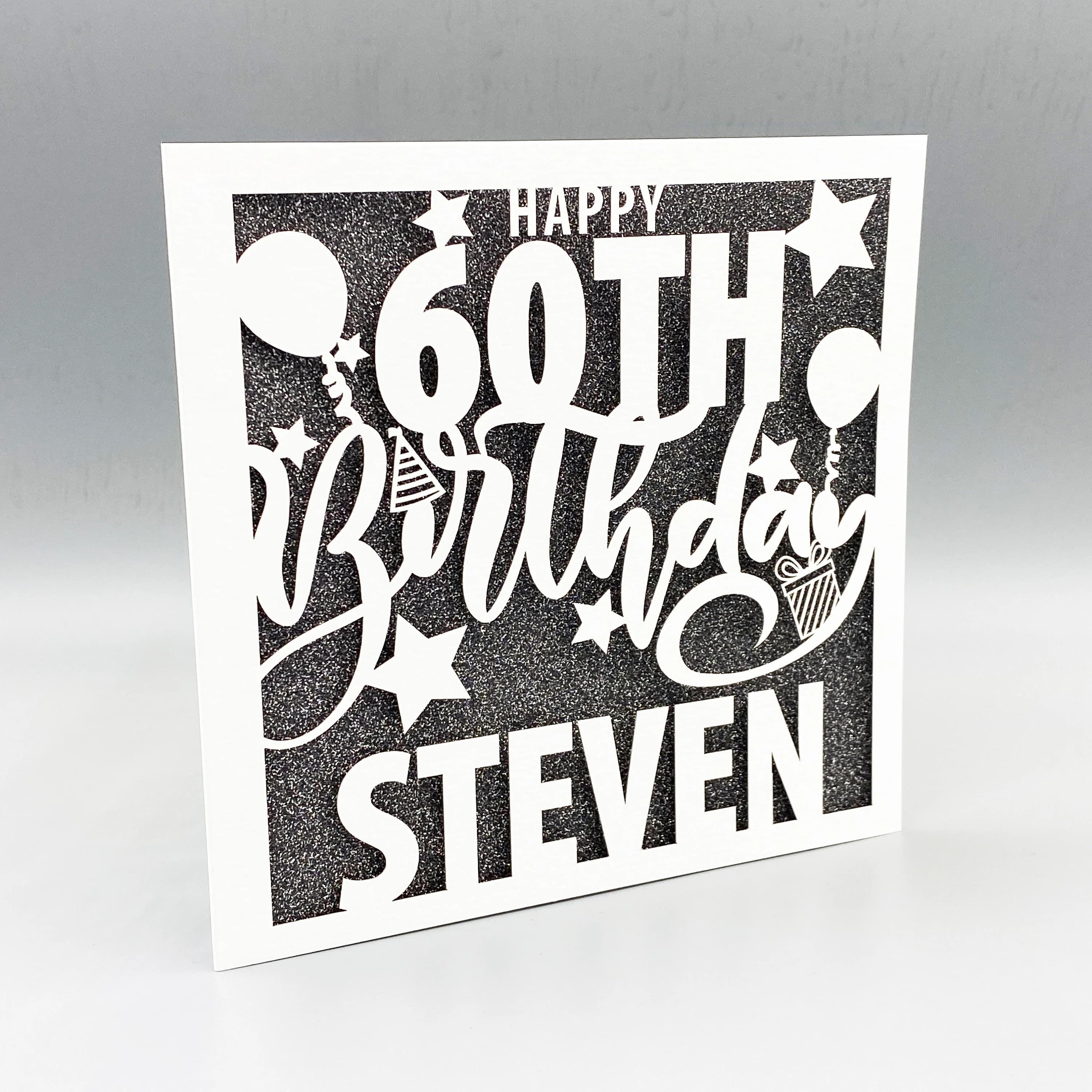 Personalised 90th Birthday Card, Glitter Inlay, Laser-Cut - image 5
