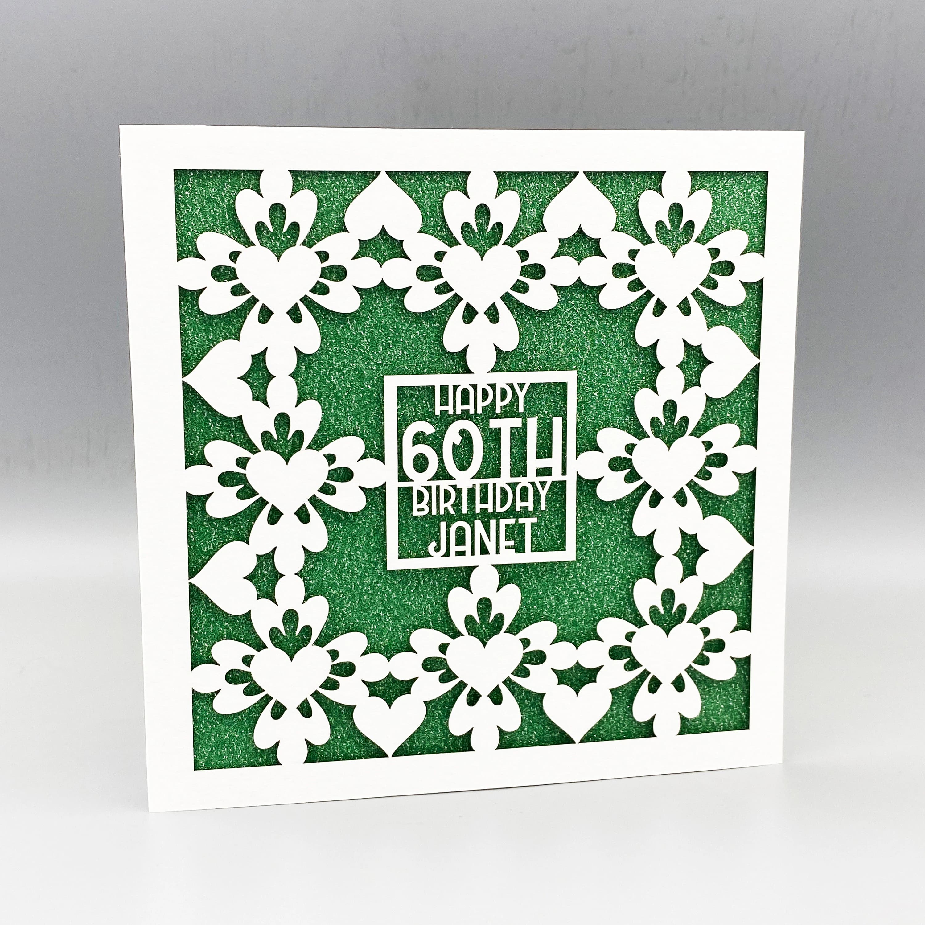 Personalized Laser Cut Birthday Card: Glitter Inlay, Papercut Design - image 2