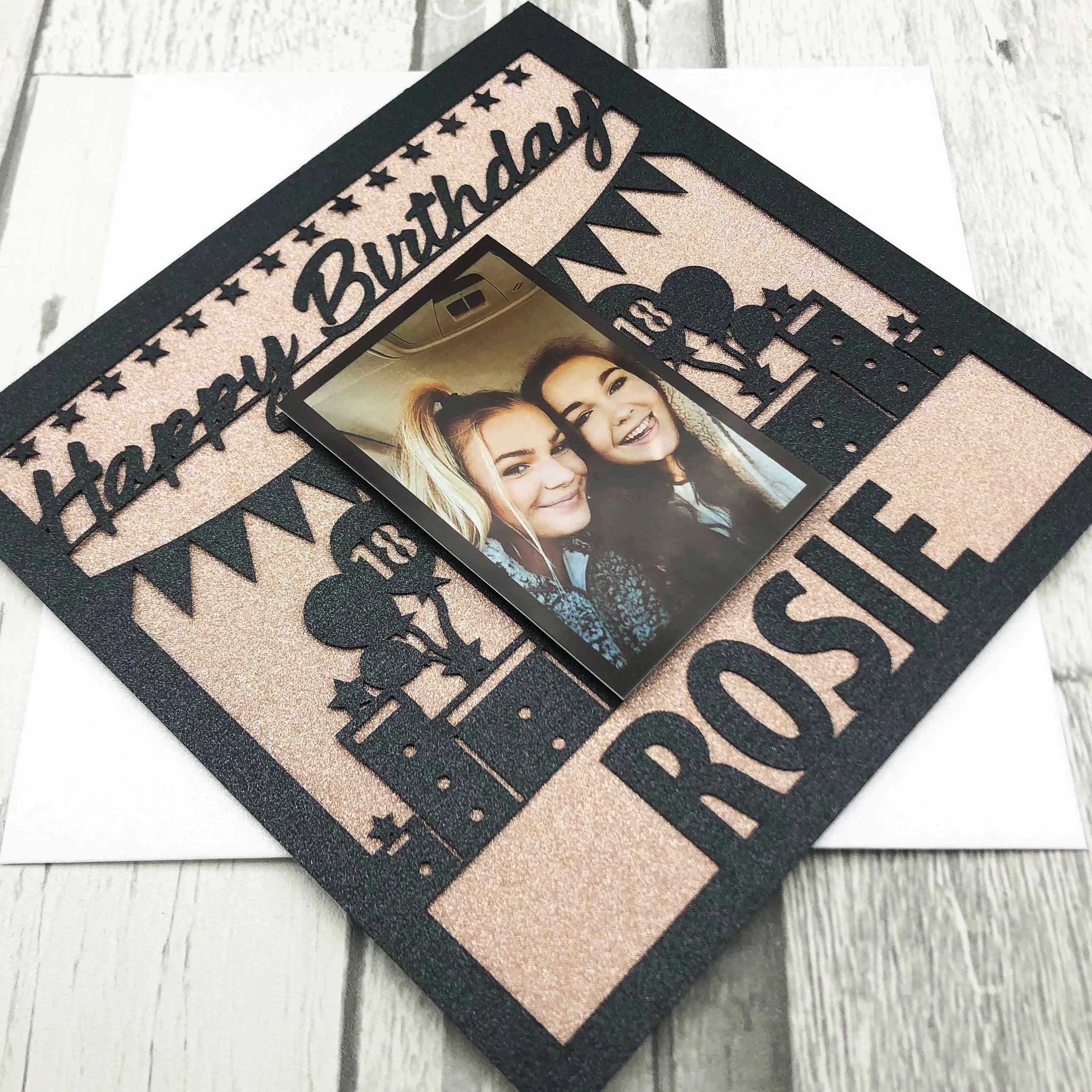 Personalised Photo Birthday Card, Laser-Cut Glitter Inlay - image 5