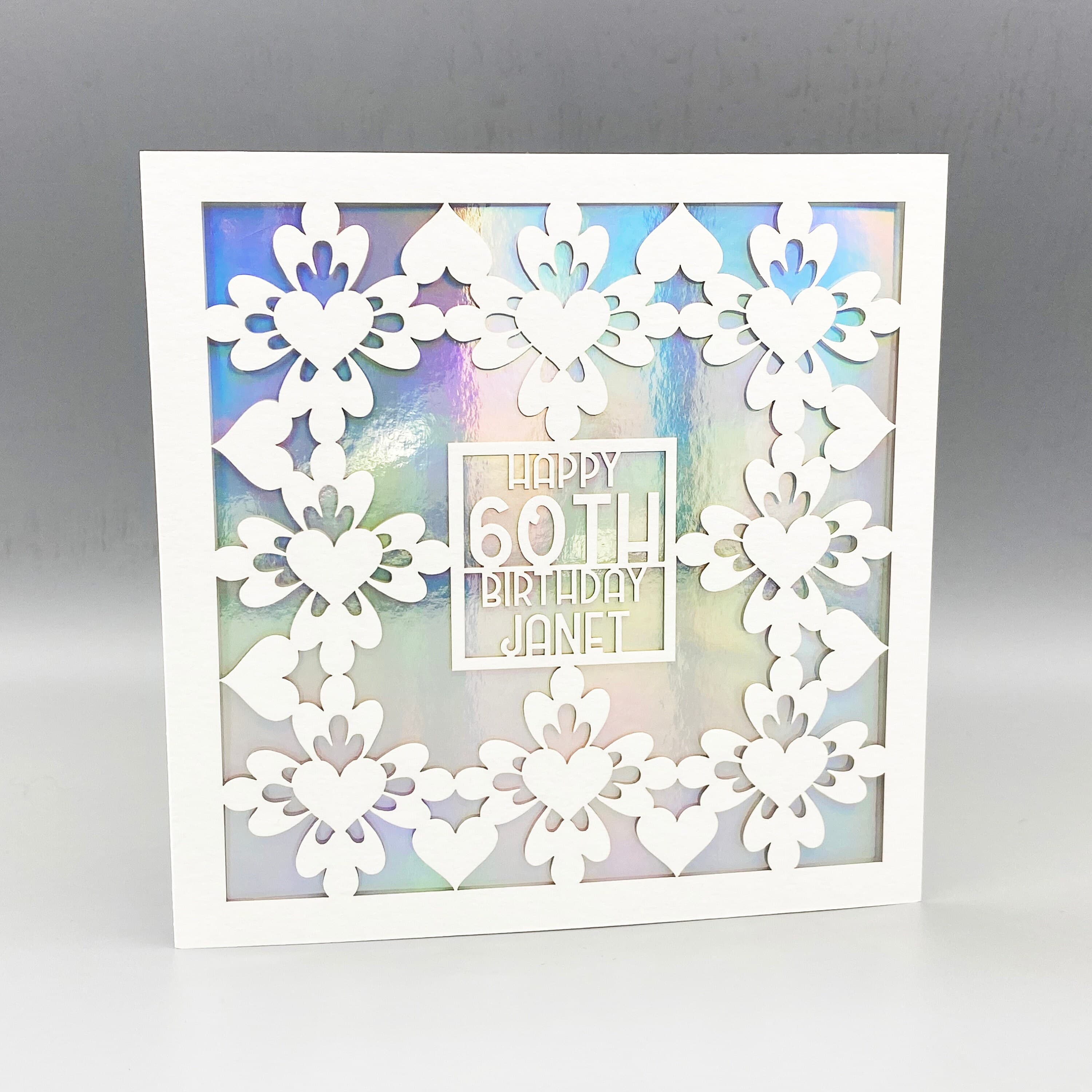 Personalized Laser Cut Birthday Card: Glitter Inlay, Papercut Design - image 5