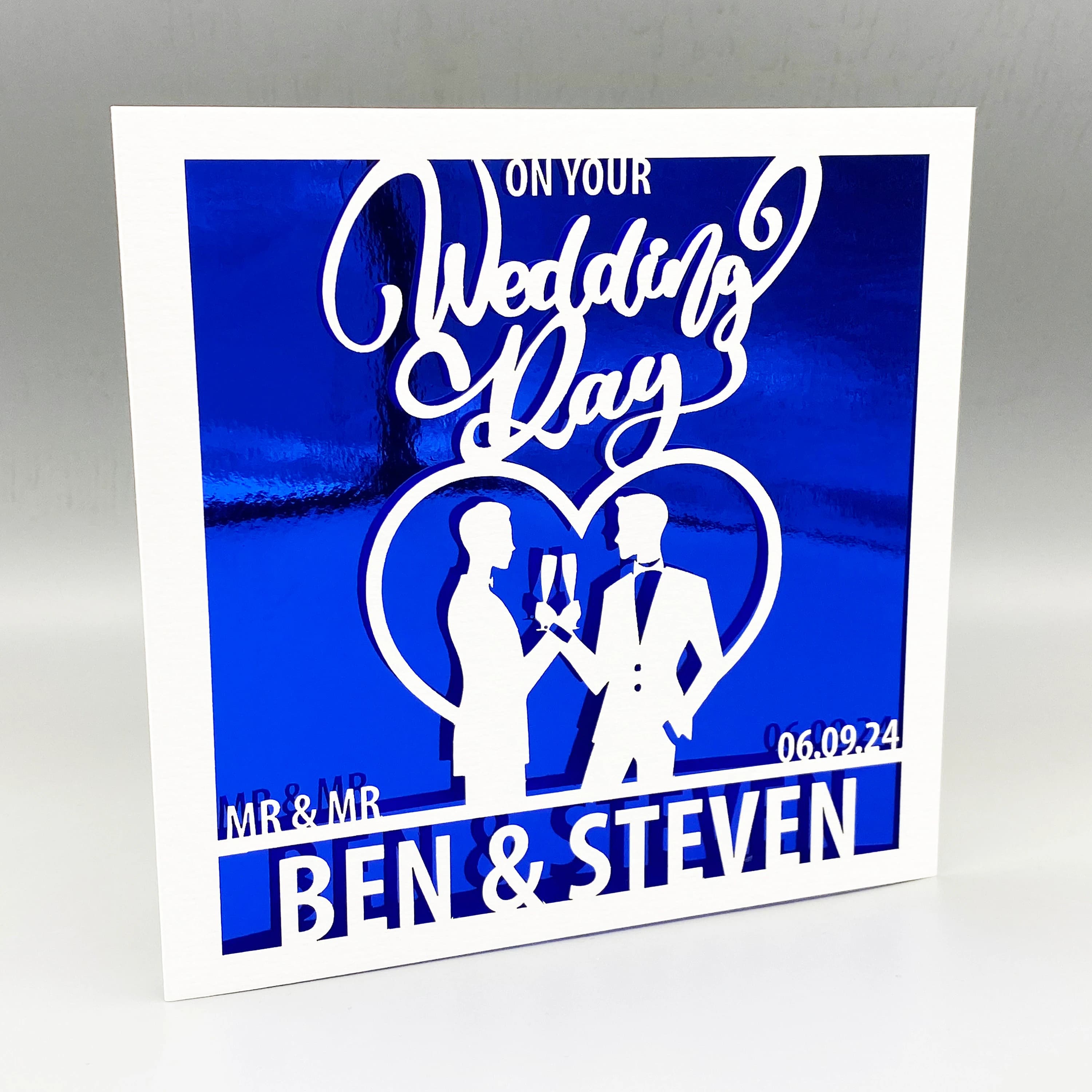 Personalised Gay Wedding Card, Glitter Inlay, Mr. & Mr.