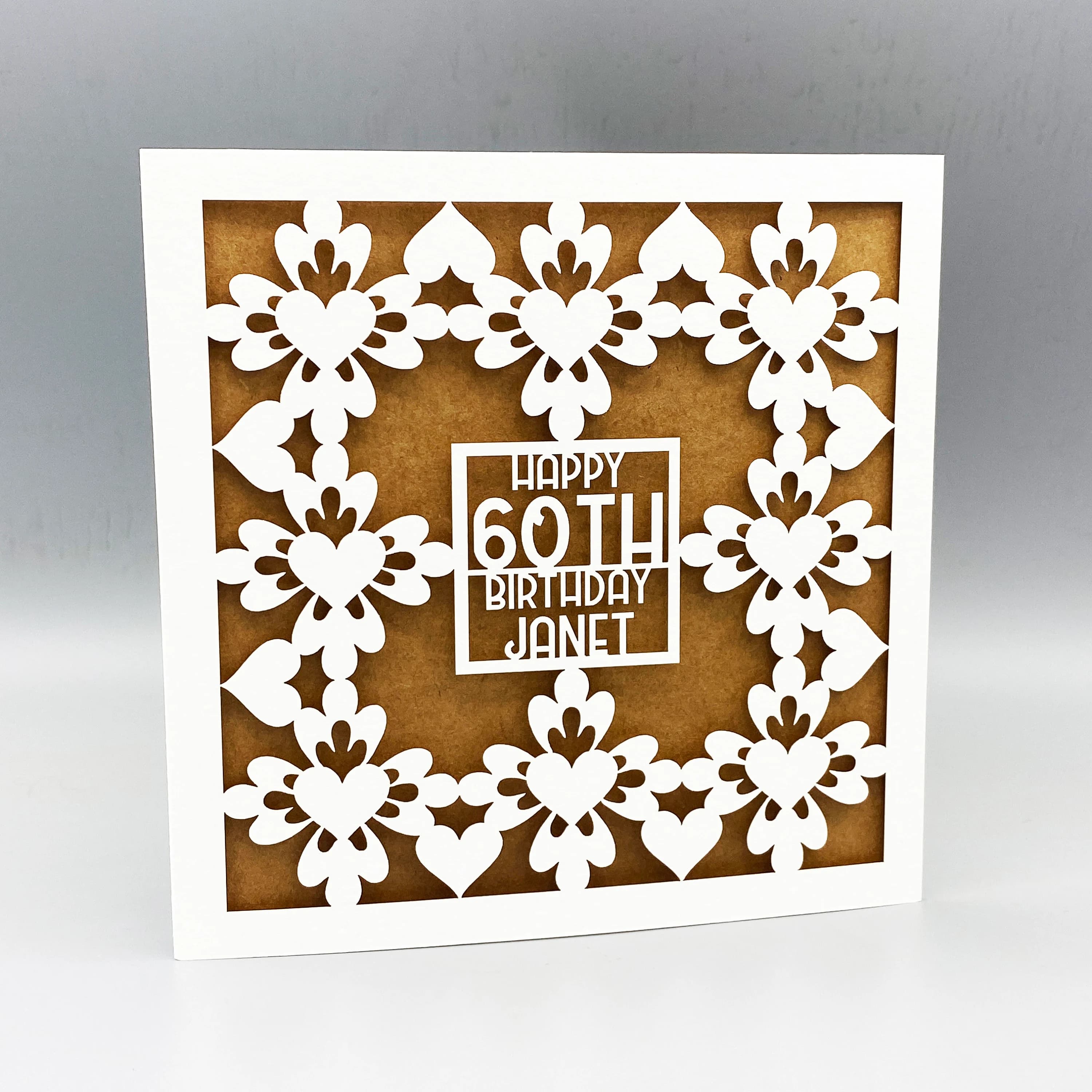 Personalized Laser Cut Birthday Card: Glitter Inlay, Papercut Design - image 4