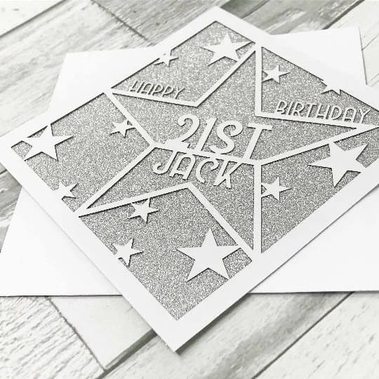 Personalised 30th Birthday Card, Laser Cut Glitter Star Design - image 5