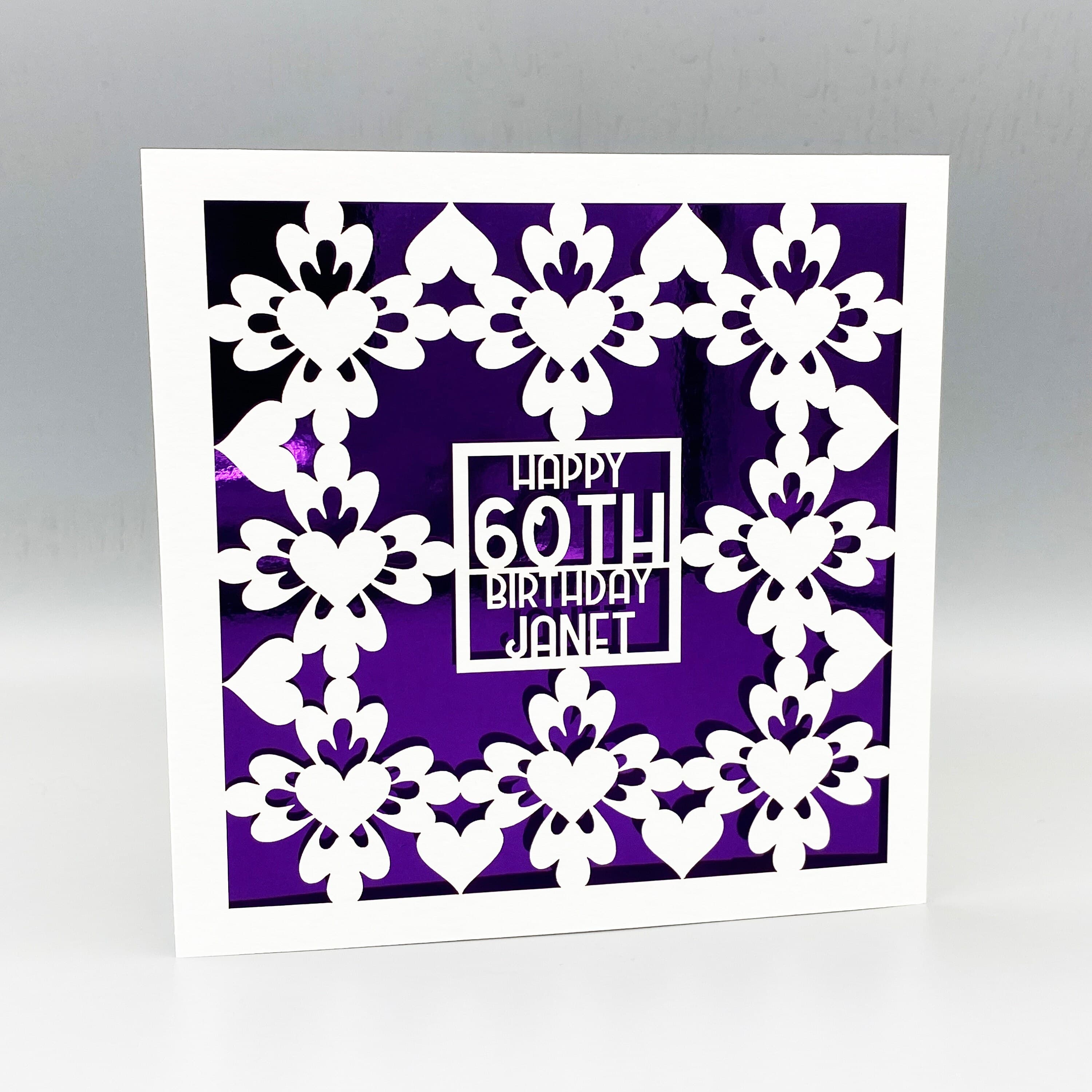 Personalized Laser Cut Birthday Card: Glitter Inlay, Papercut Design - image 3