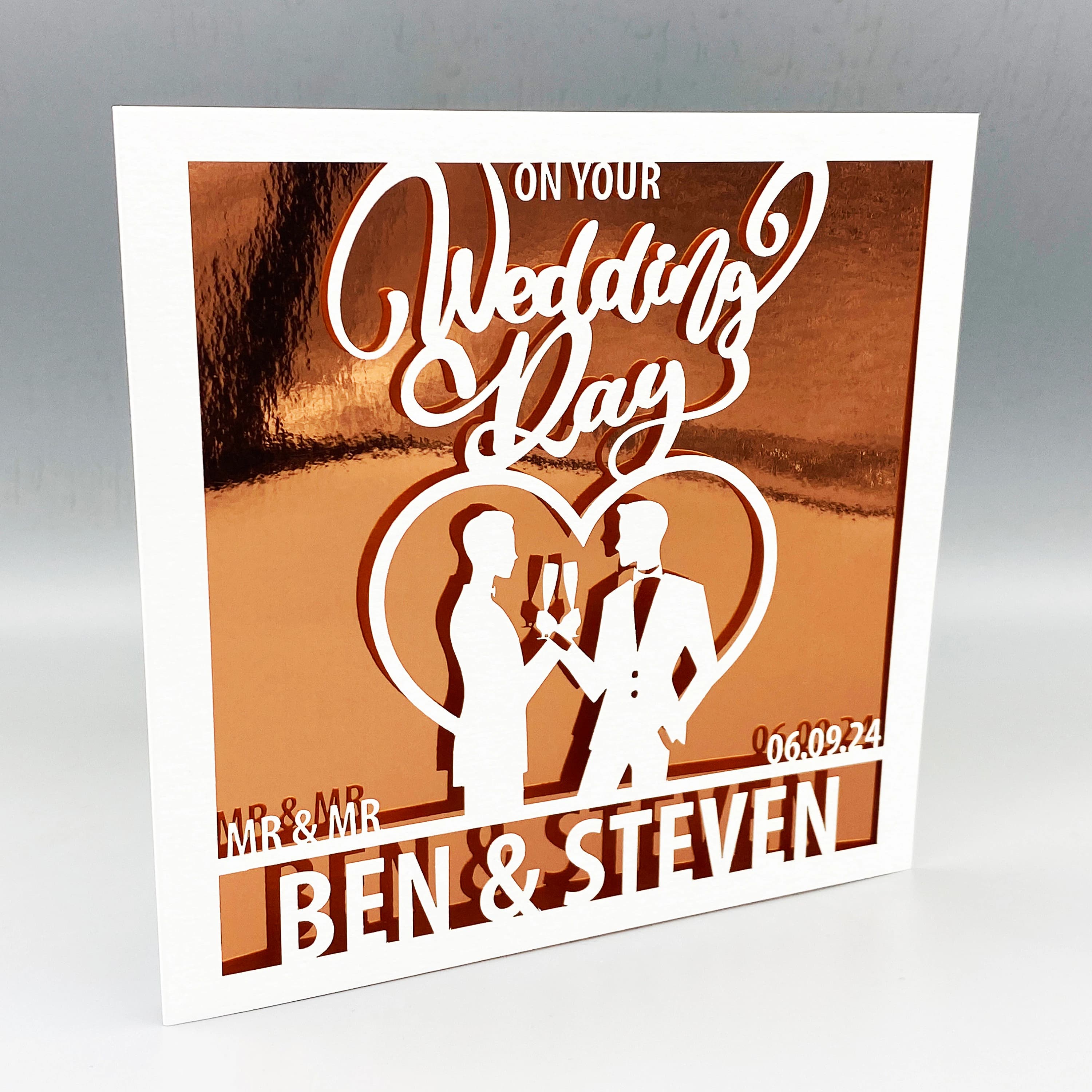 Personalised Gay Wedding Card, Glitter Inlay, Mr. & Mr. - image 4