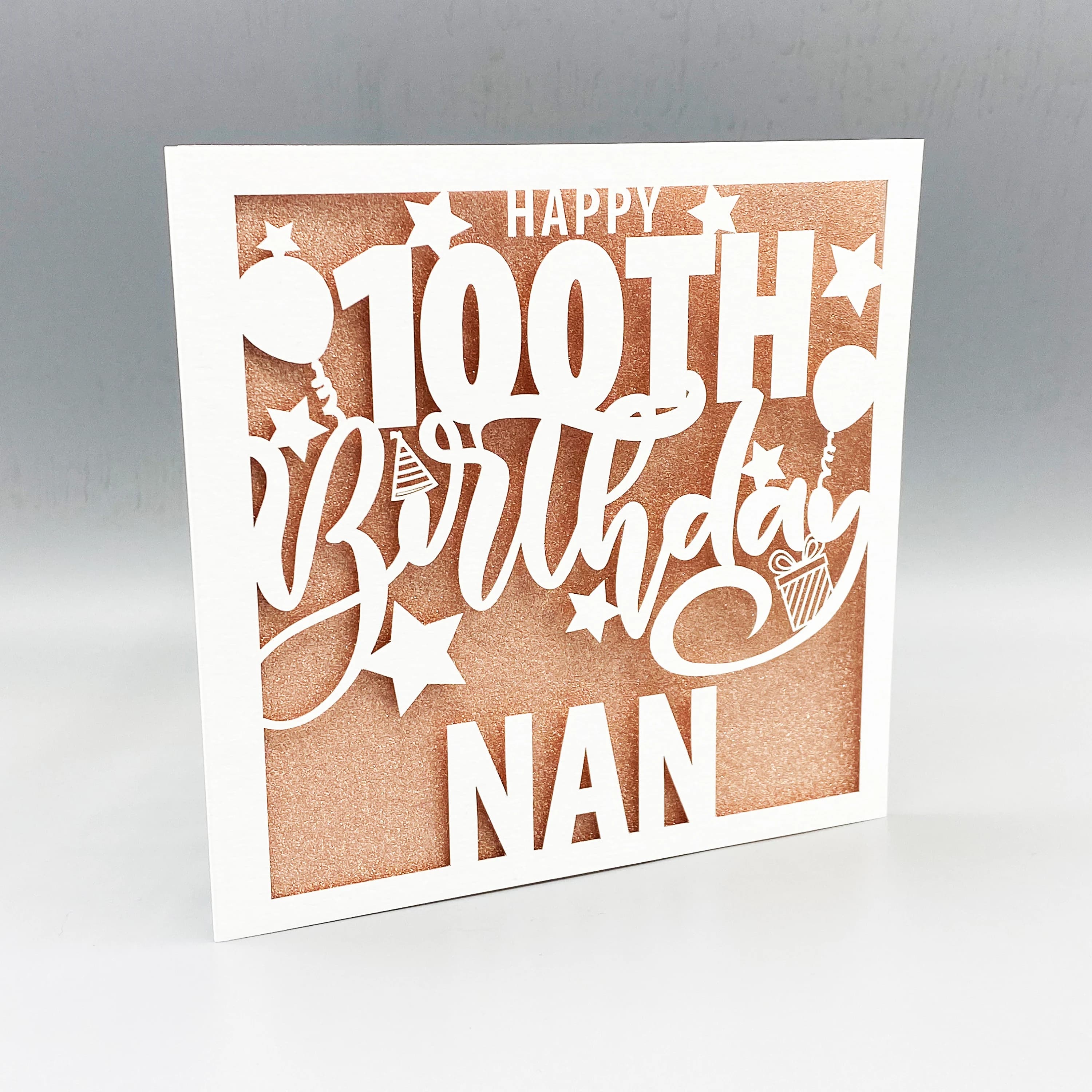 Personalised 90th Birthday Card, Glitter Inlay, Laser-Cut - image 2