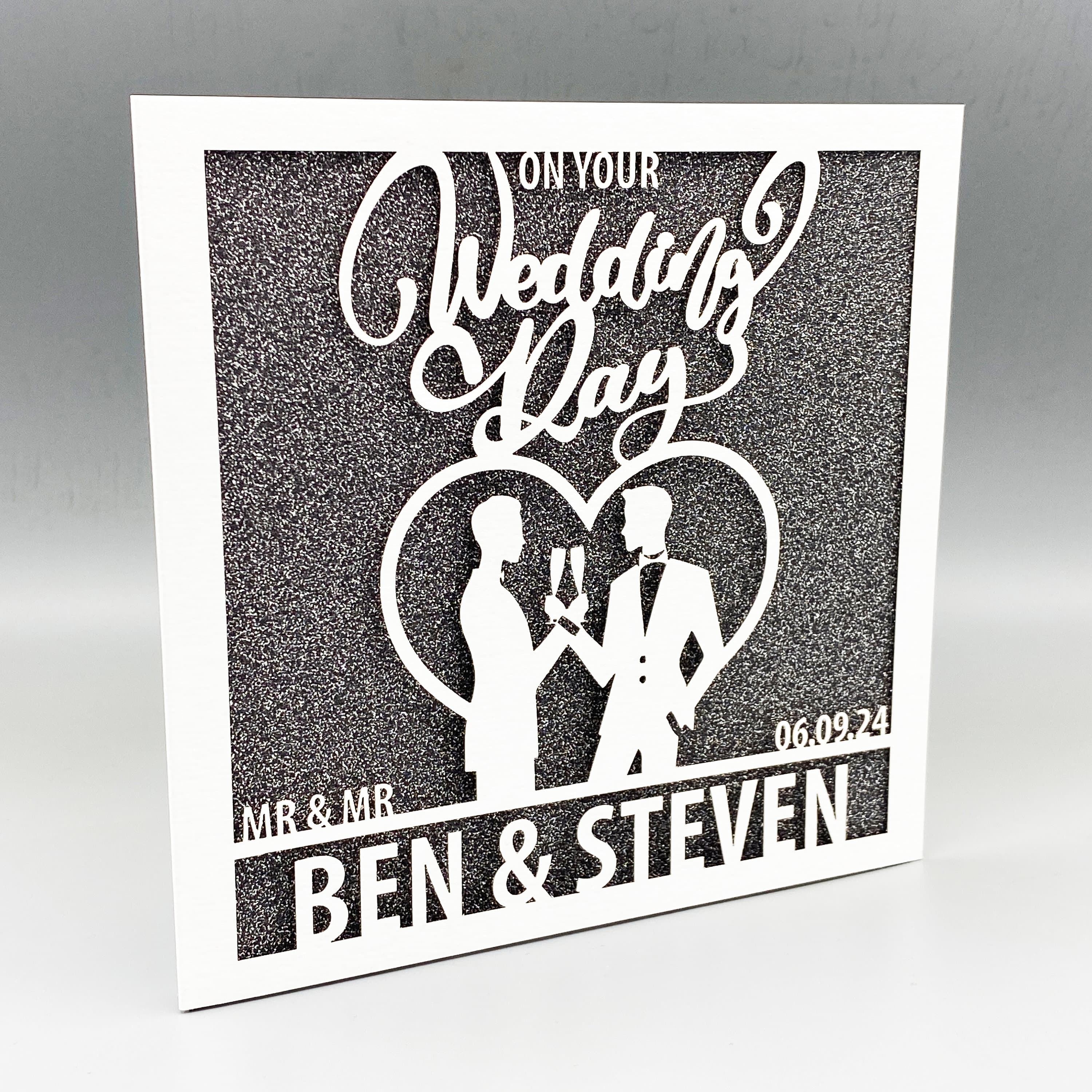 Personalised Gay Wedding Card, Glitter Inlay, Mr. & Mr. - image 5
