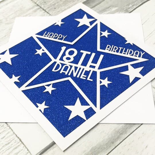 Personalised 30th Birthday Card, Laser Cut Glitter Star Design - image 4