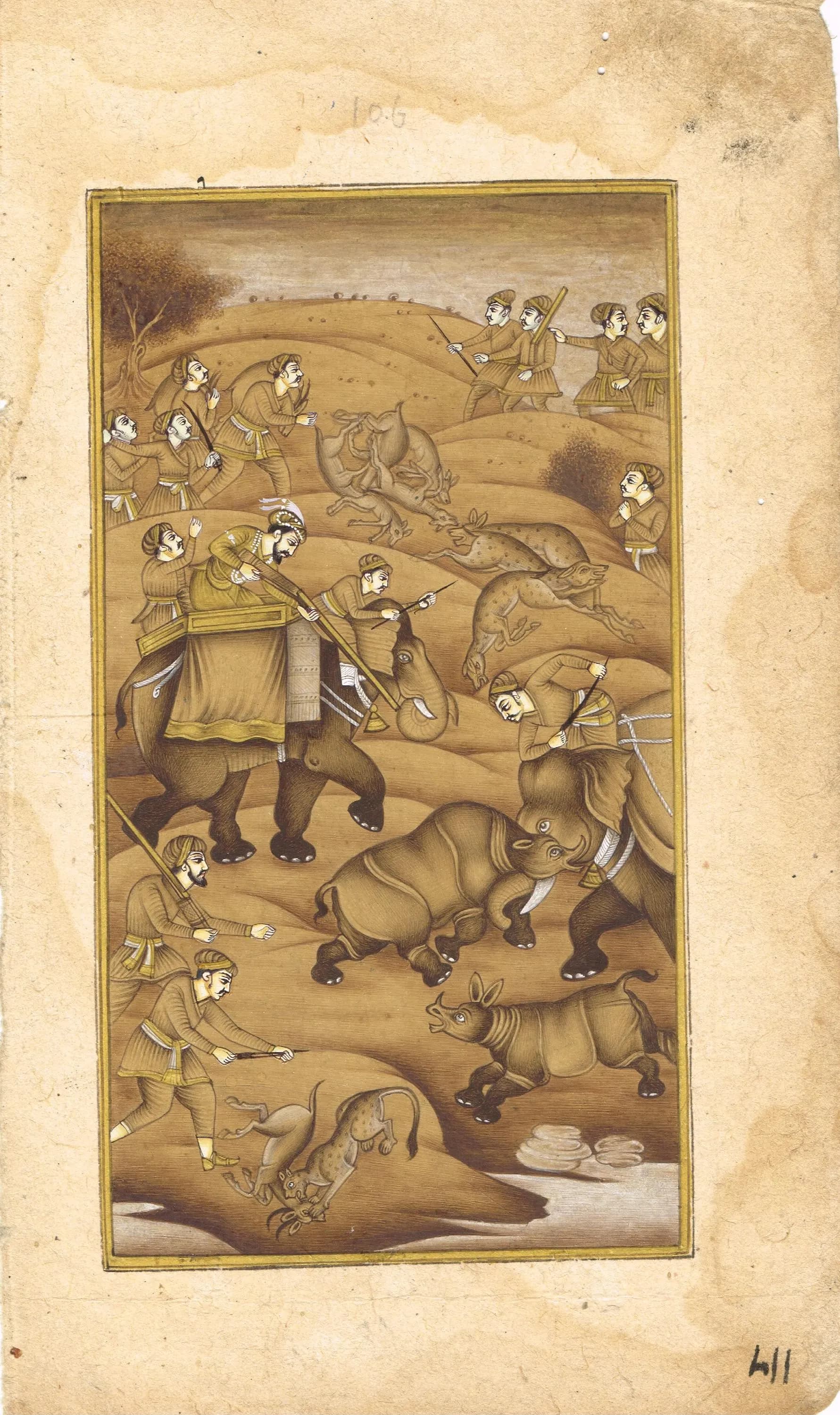 Prince Salim Hunting Art: Handmade Indian Miniature Painting on Paper (4.75x8 Inch) - image 3