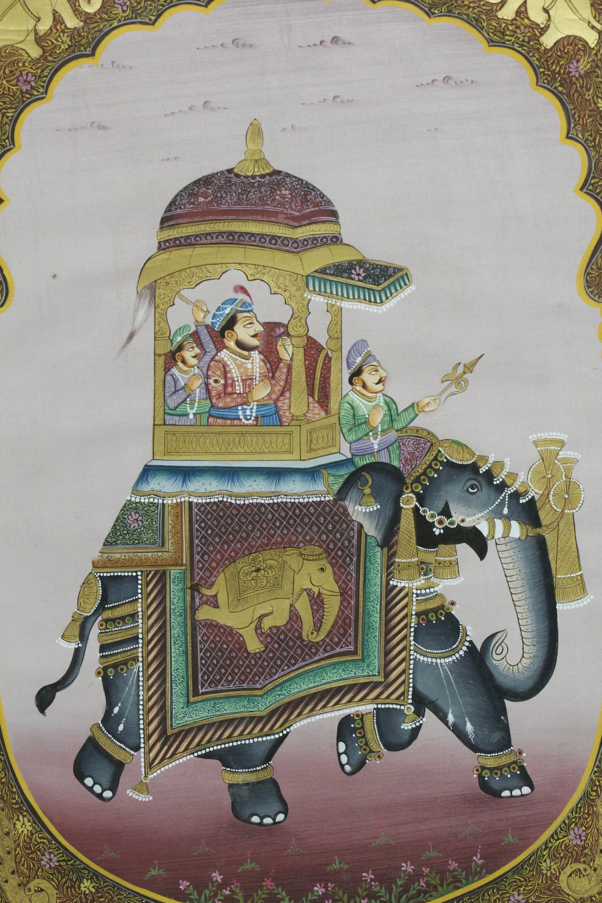 Vintage Mewar King Elephant Painting: Rajasthani Miniature Art (16x22 inches) - image 5