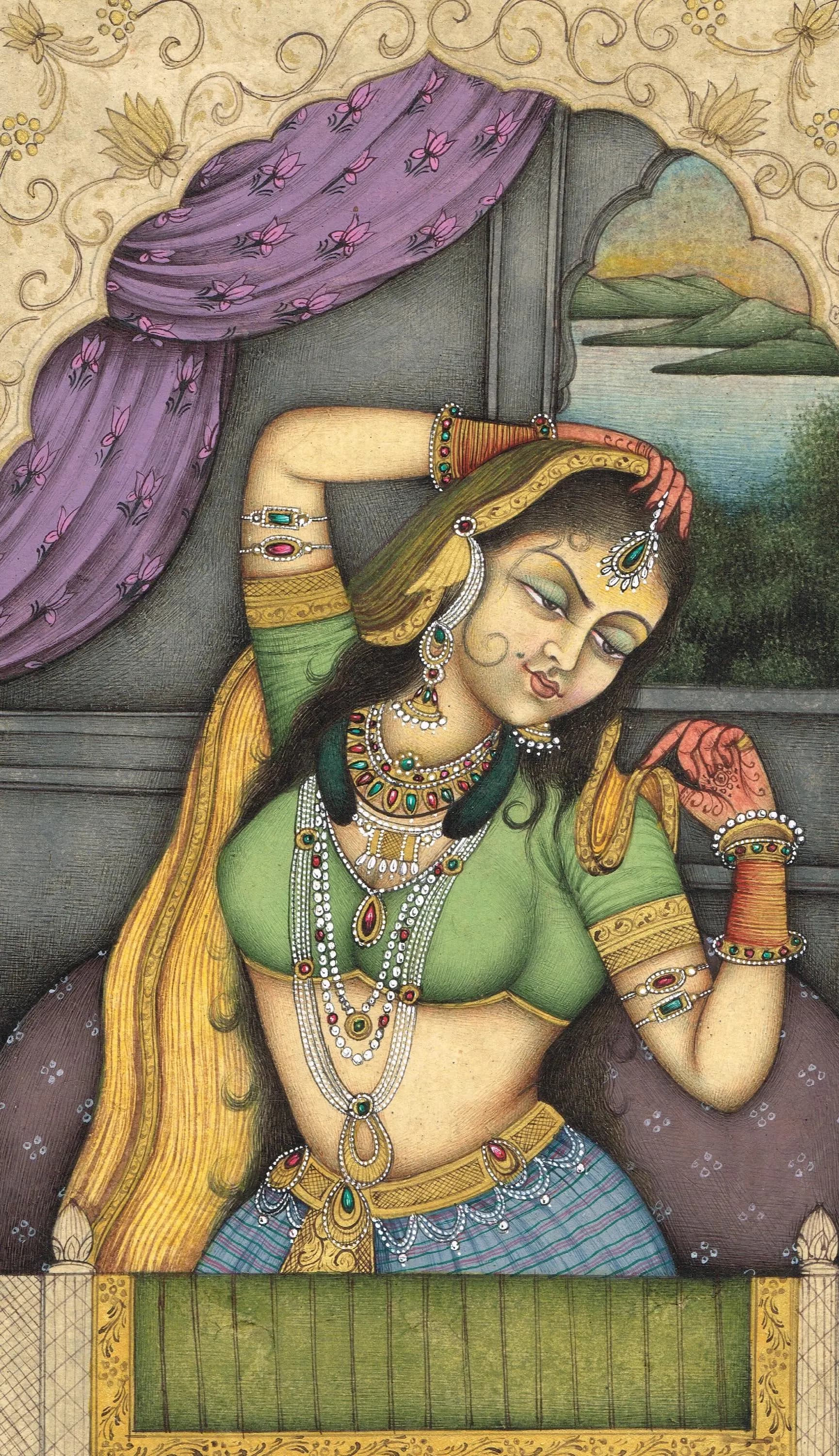 Mughal Empress Miniature Painting: Handmade Indian Art (5.5x9 Inches) - image 4